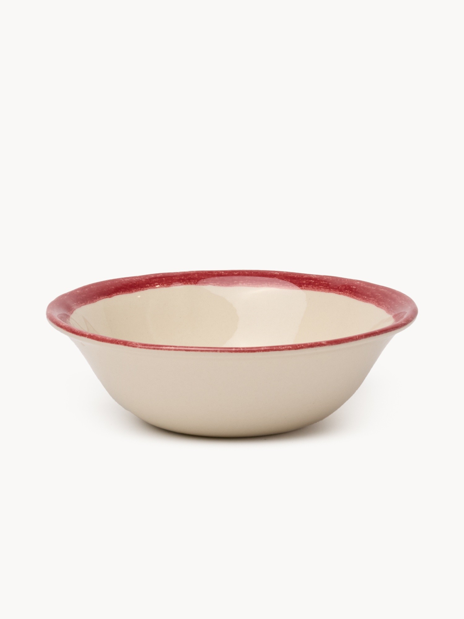 Ceramic bowl with colored edge, Bianco/Rosso, large image number 0