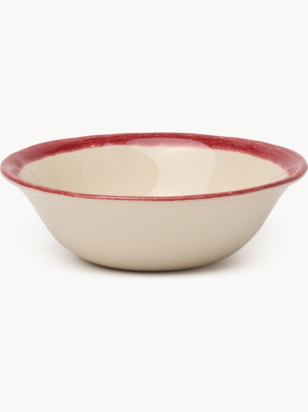 Ceramic bowl with colored edge