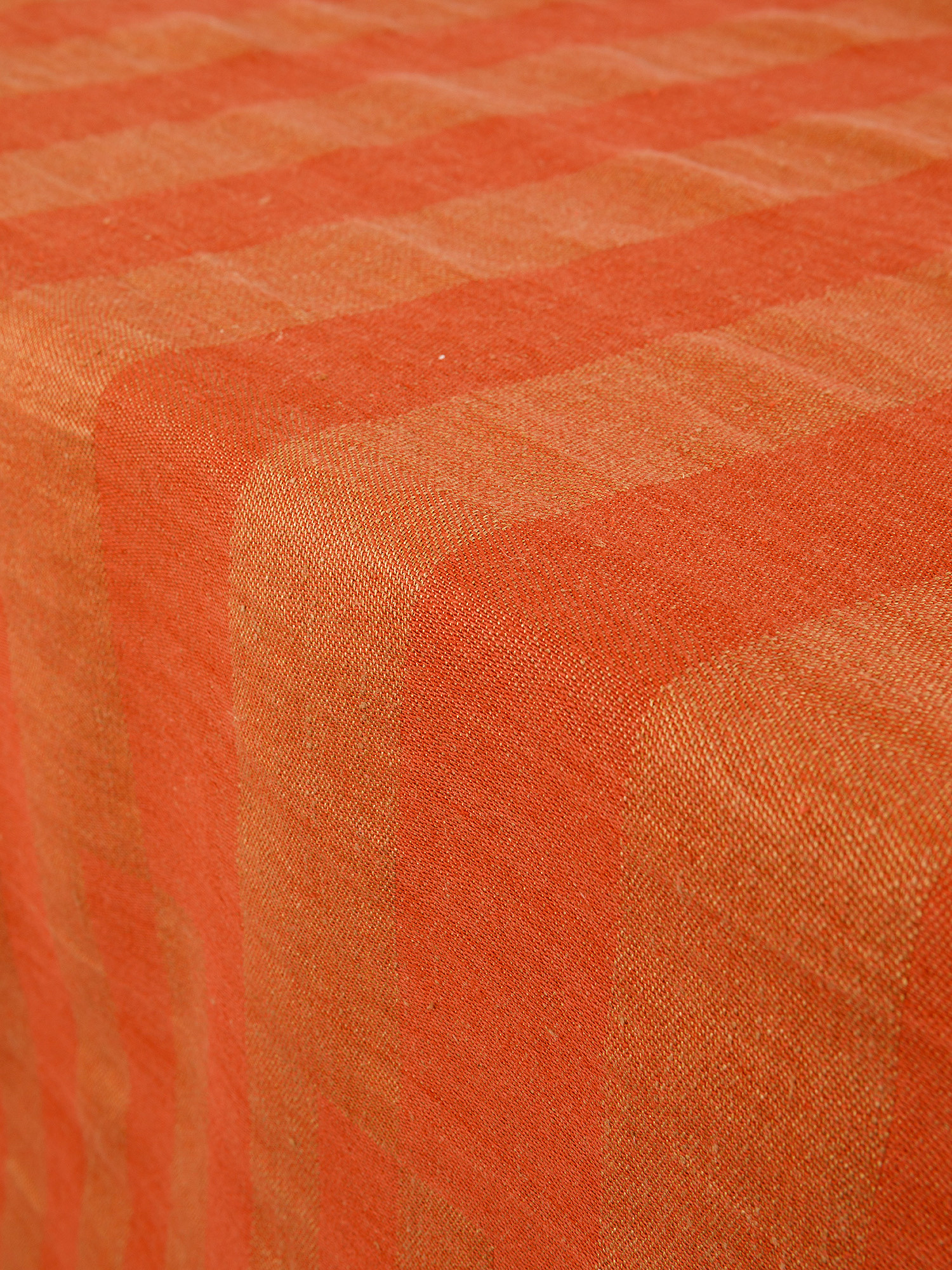 Striped linen and cotton tablecloth, Brown, large image number 1