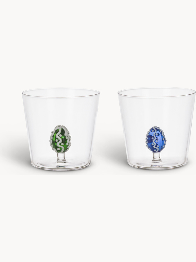 Glass cup with egg detail