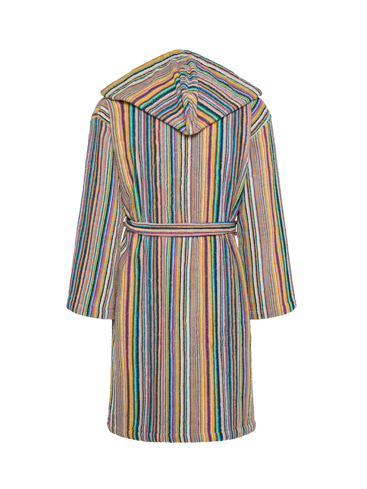 Striped jacquard cotton terry bathrobe, Multicolor, large image number 1