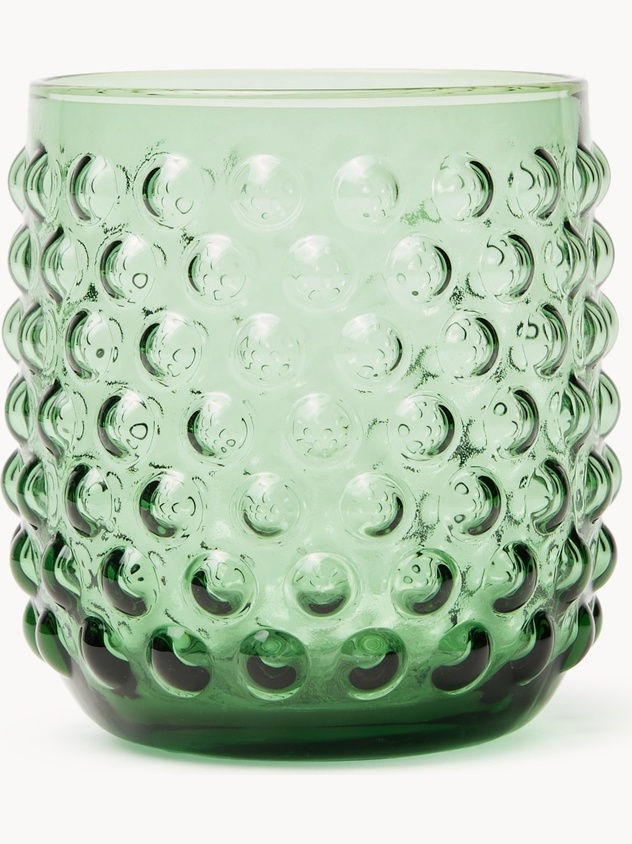 Blue embossed glass