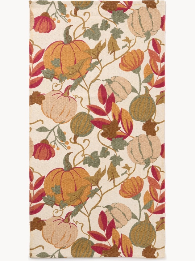 Cotton kitchen rug with pumpkin print