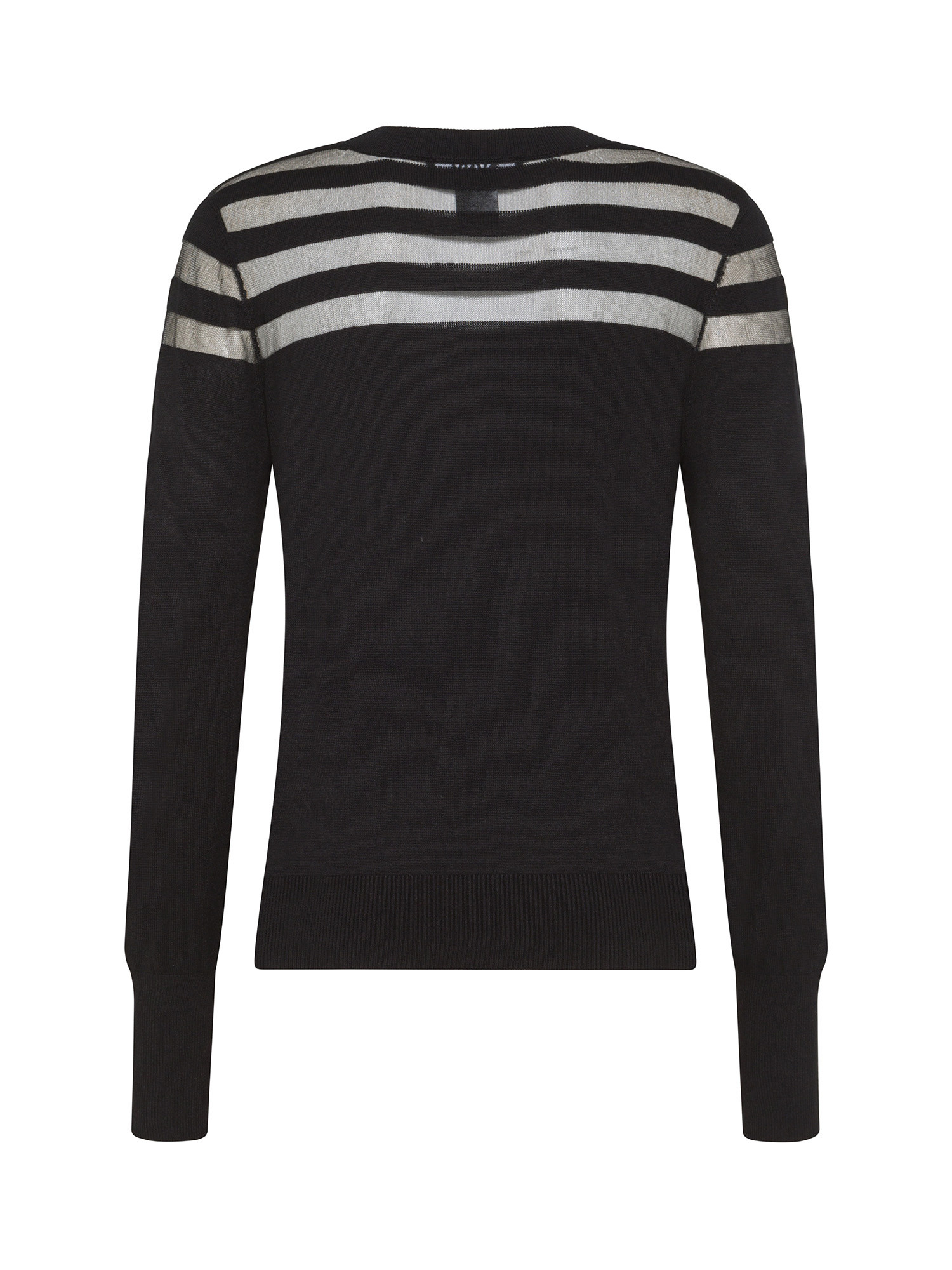 DKNY - Crew neck sweater with striped mesh detail, Black, large image number 1