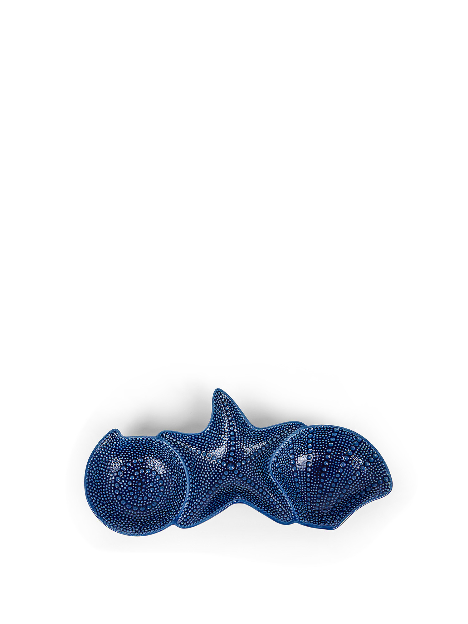 3-place clamshell hors d'oeuvre dish, Blue, large image number 0