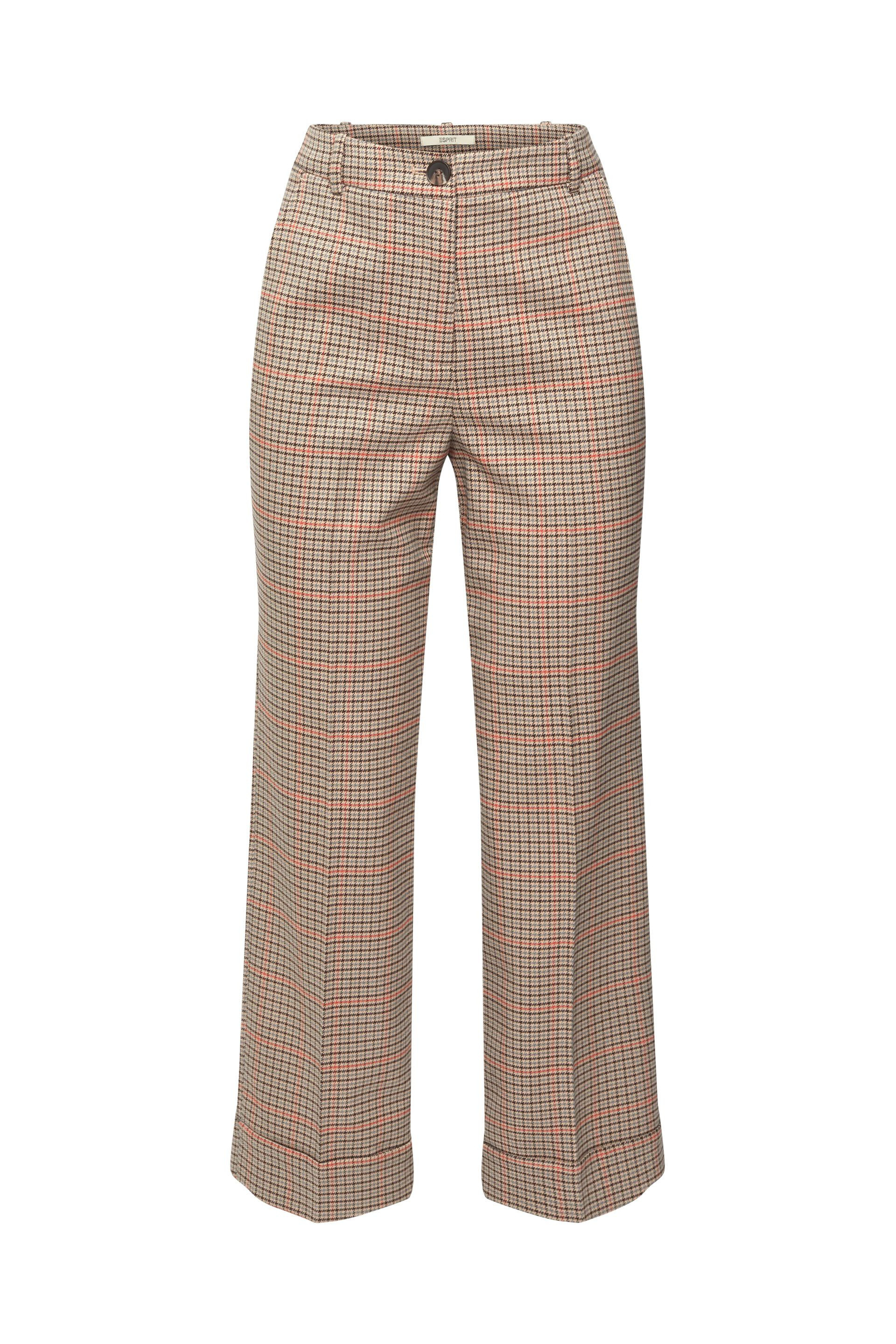 Trousers with a checked pattern, Beige, large image number 0