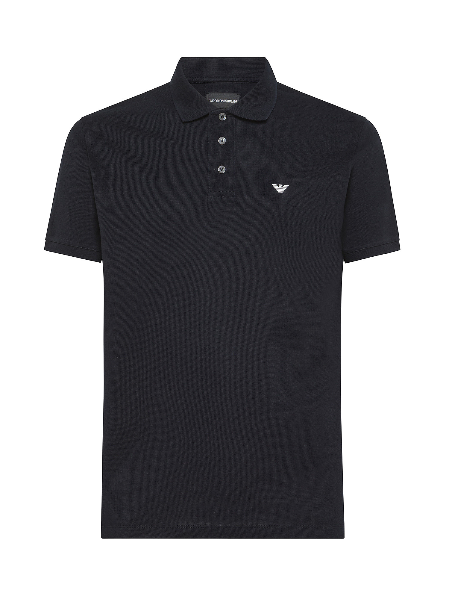 Emporio Armani - Cotton polo shirt with eagle logo embroidery, Dark Blue, large image number 0