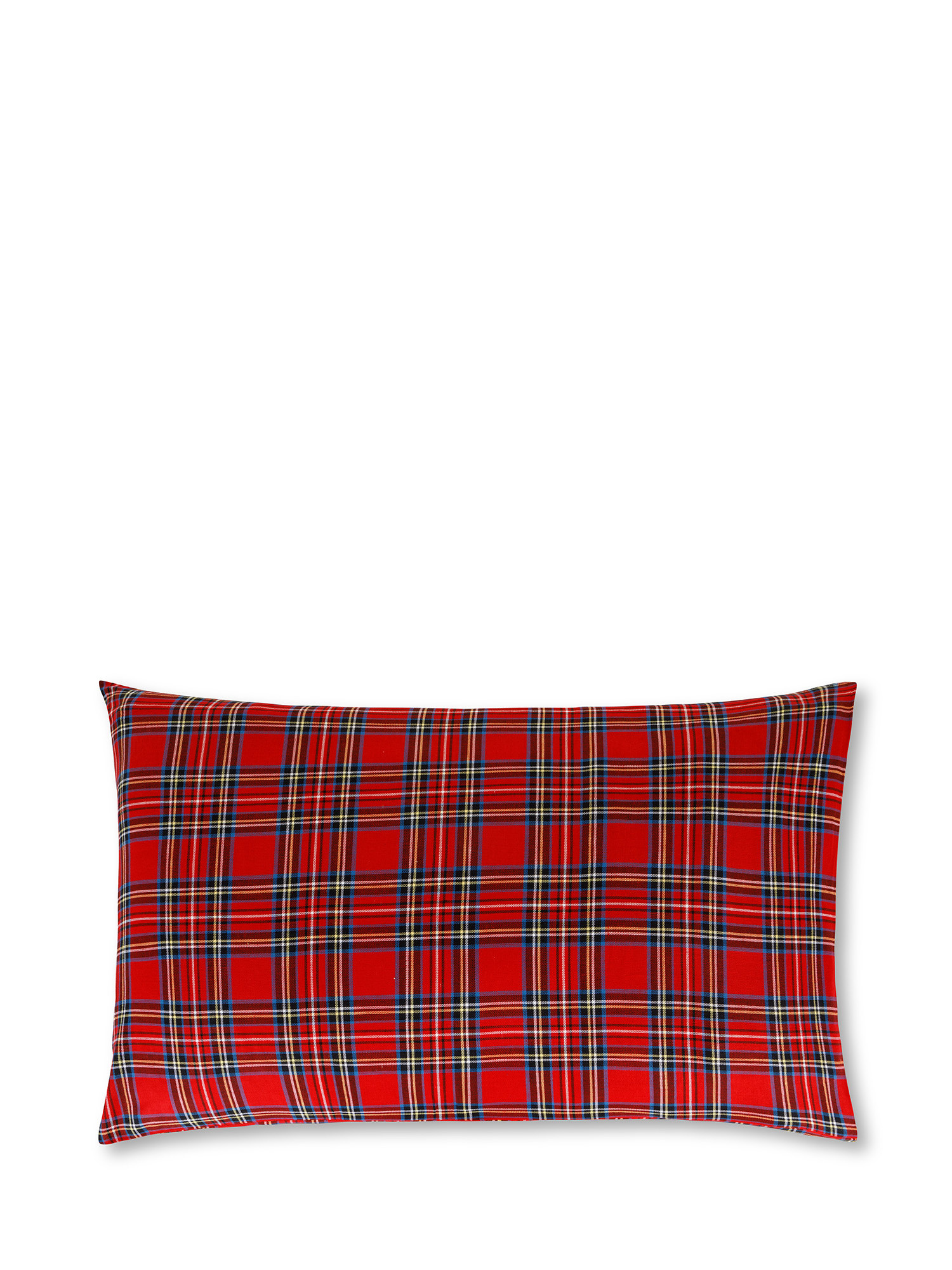 Warm tartan cotton pillowcase, Red, large image number 0