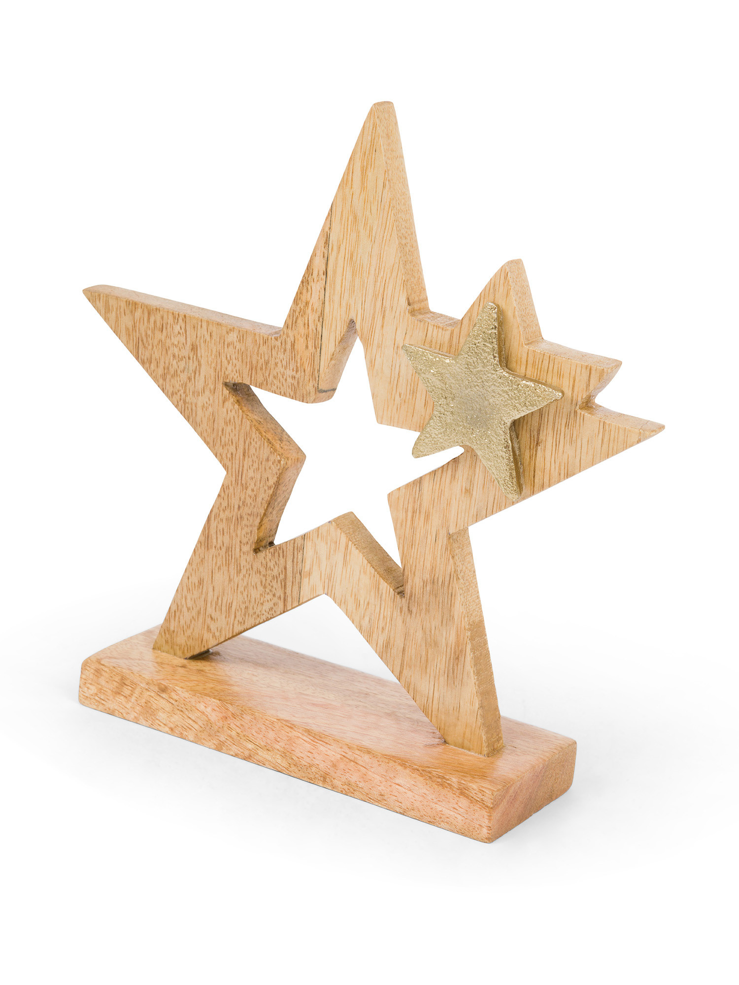 Star-shaped wooden decoration, Gold, large image number 1
