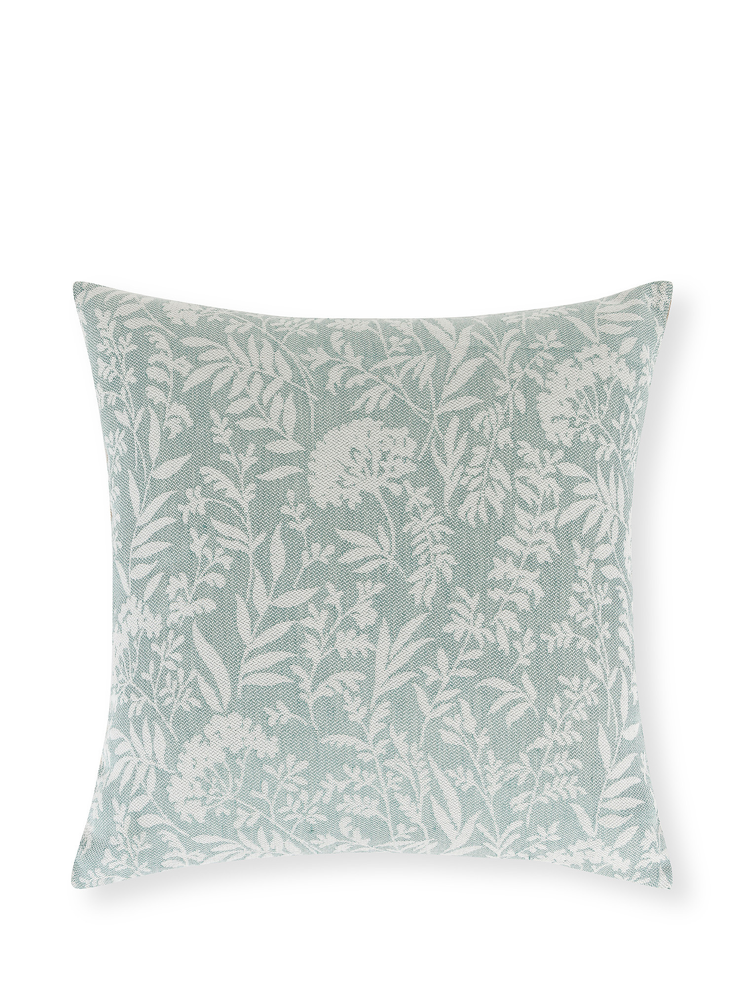 Cotton and linen jacquard cushion with floral motif 45x45cm, Grey, large image number 0