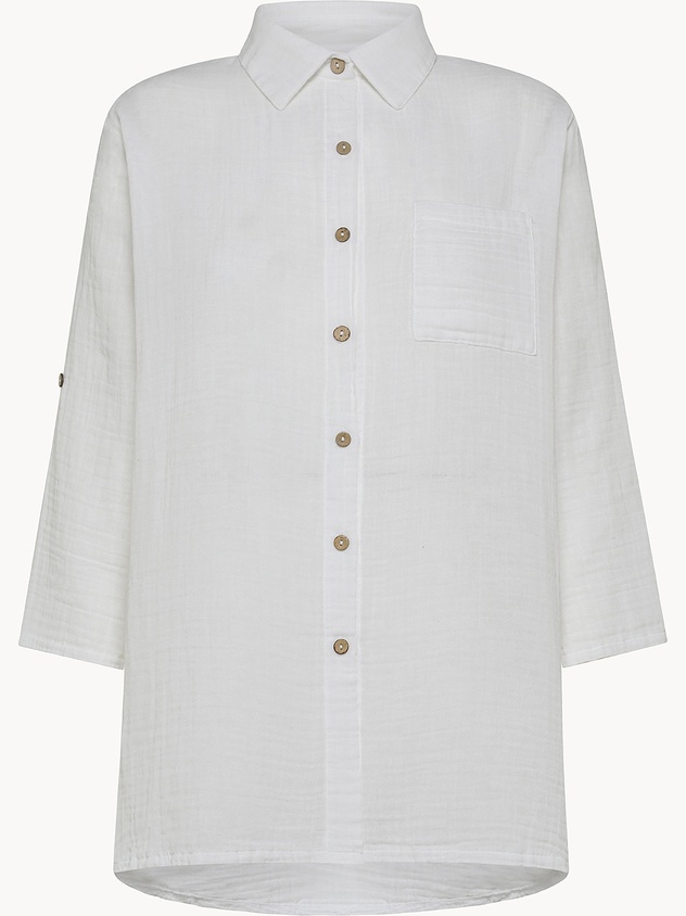 Camicia casual bianca in mussola di cotone