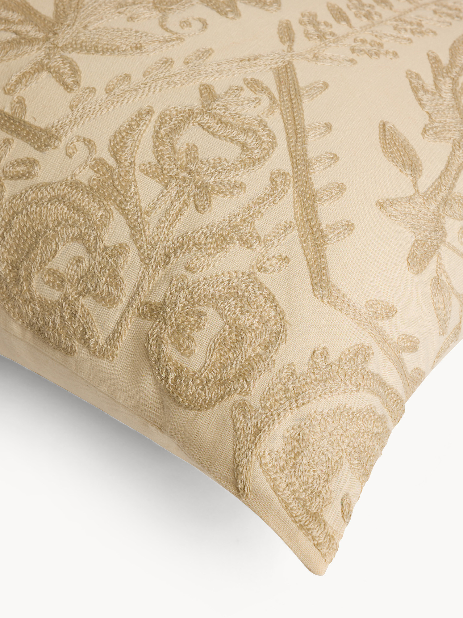 35x50 cm cotton cushion with ethnic embroidery, Beige, large image number 2