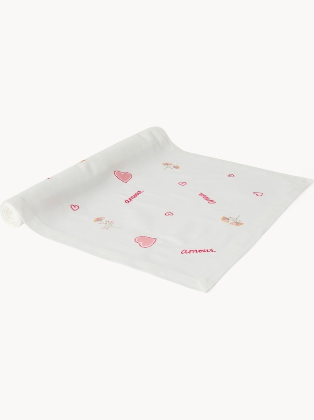 Runner in puro cotone con ricami romantici - Prezzo di lancio