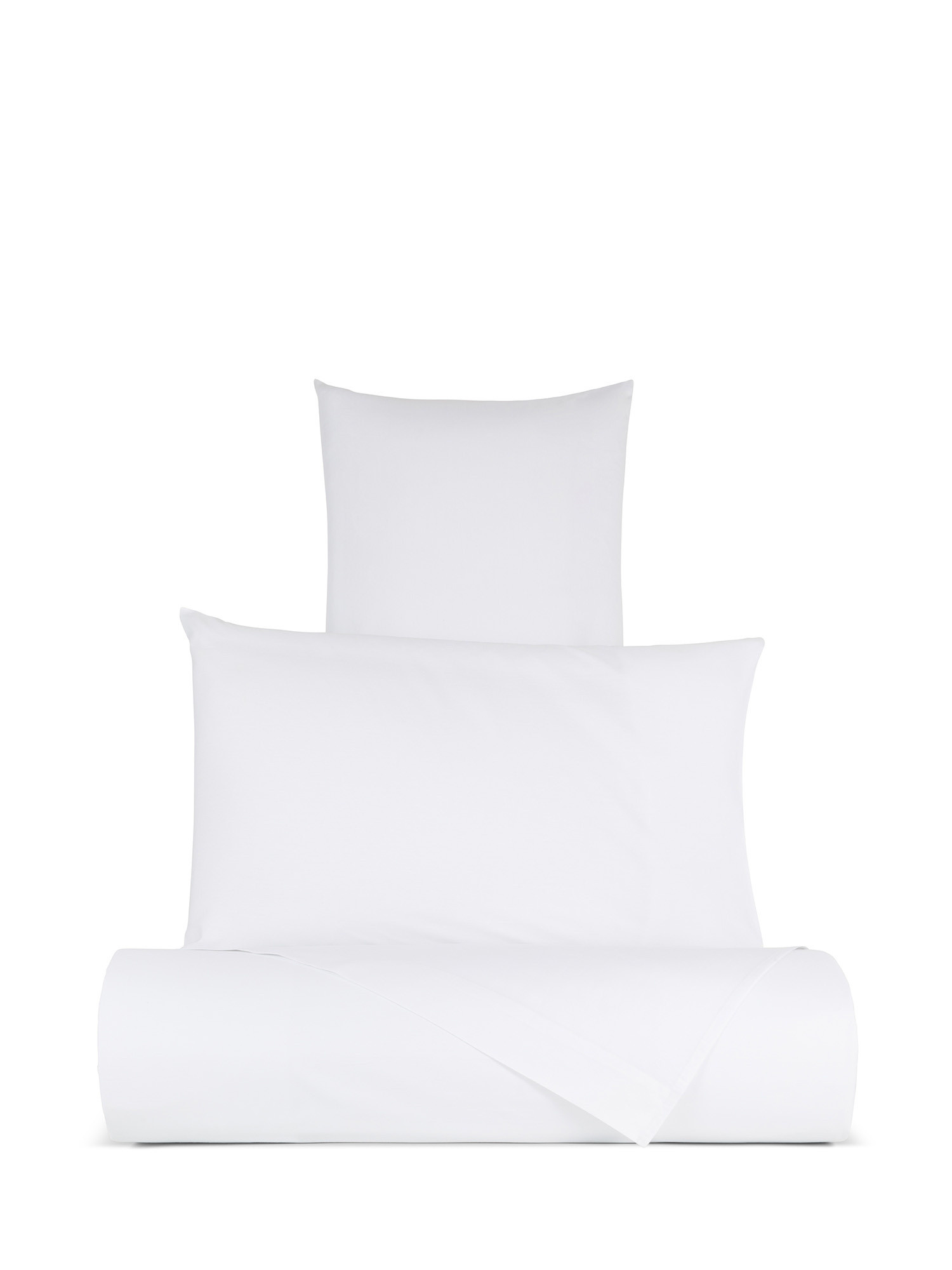 Solid color percale cotton sheet set, White, large image number 0