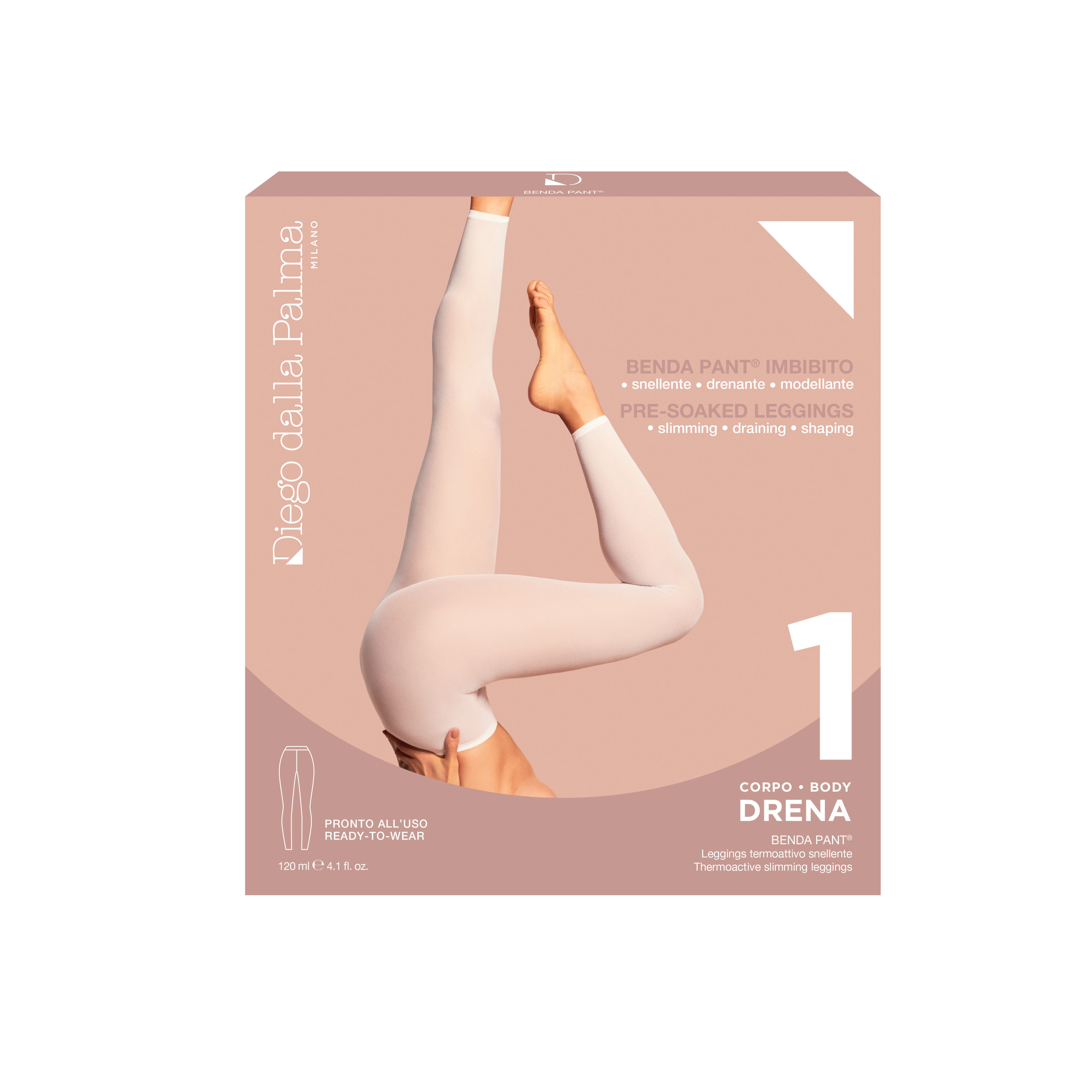 1. DRENA BENDA PANT - Leggings Termoattivo Snellente (Busta Monodose + Pantaloni In Cartene), Nude, large image number 0