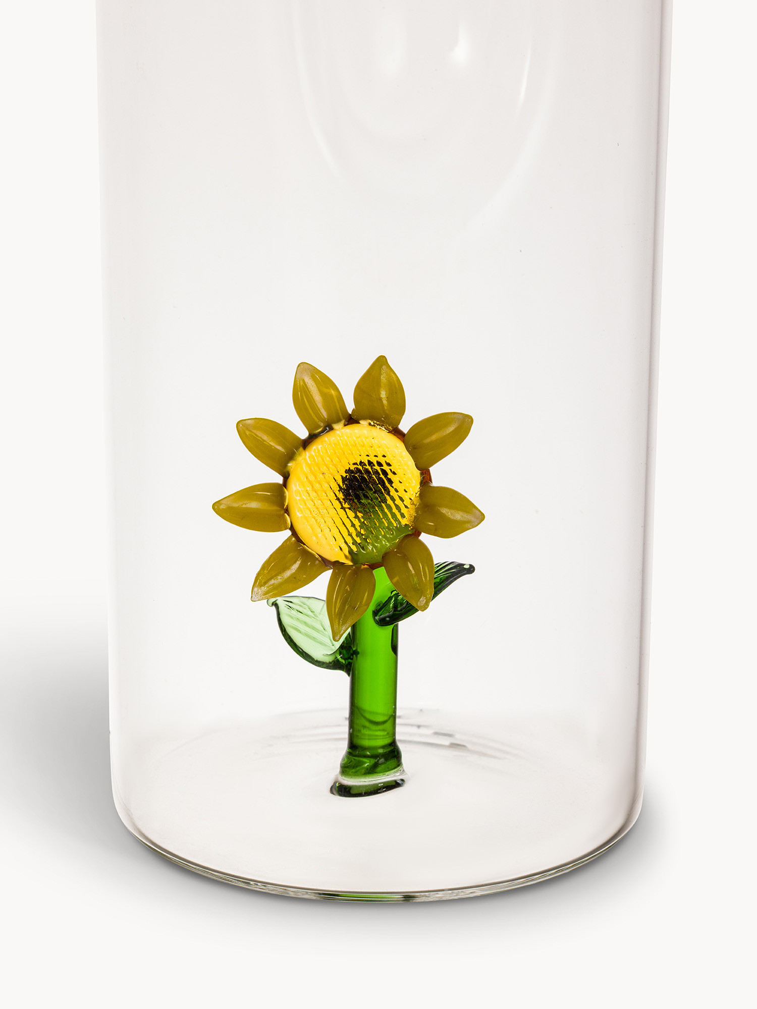 Caraffa in vetro borosilicato dettaglio fiore, Trasparente, large image number 1