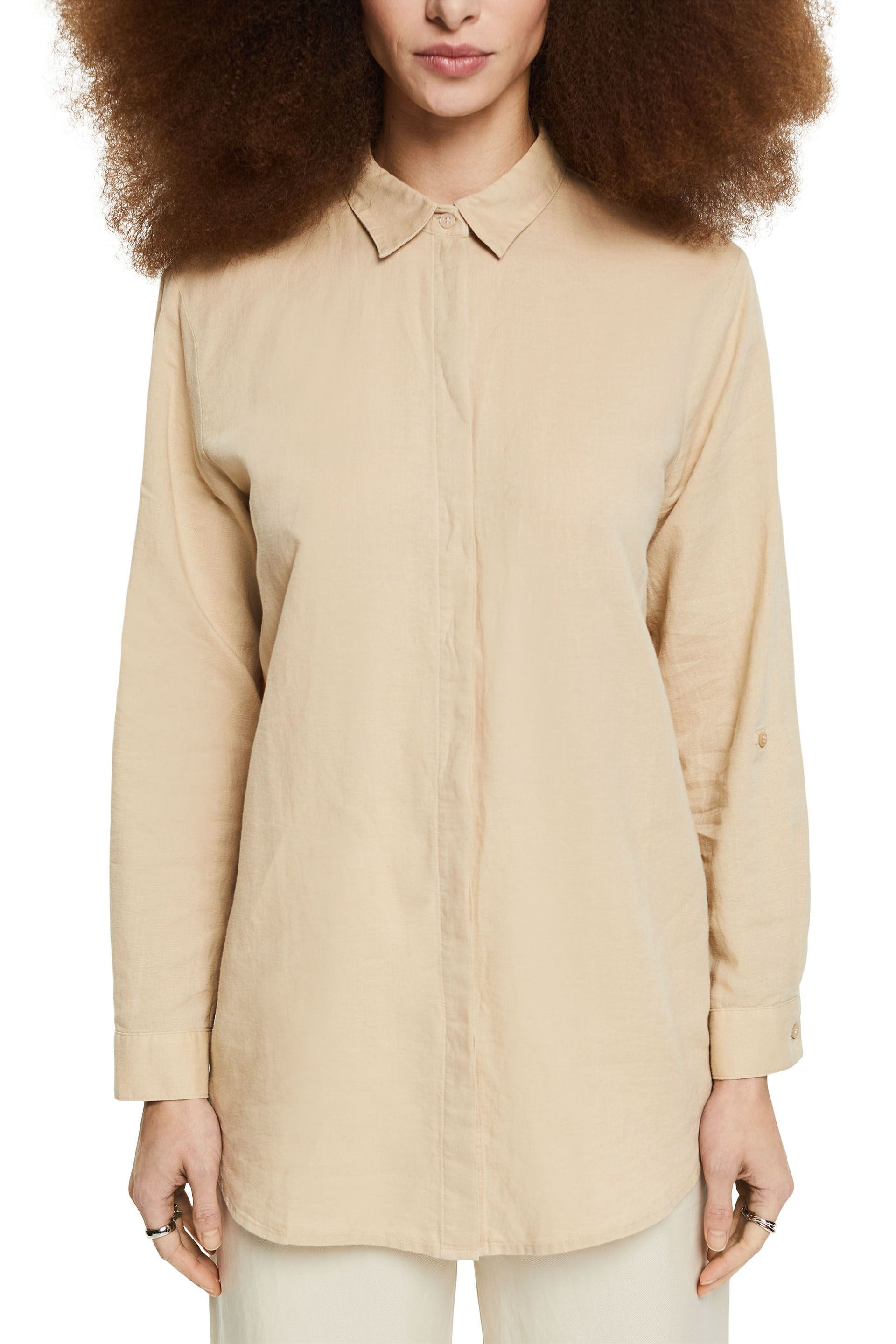 Camicia in misto lino, Beige, large image number 1