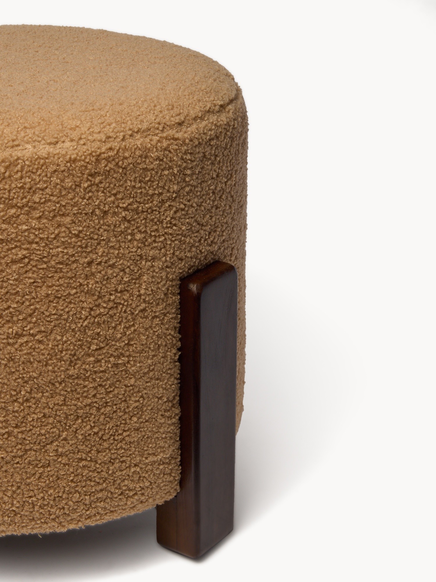 Pouf with teddy-effect upholstery, Light Brown, large image number 3