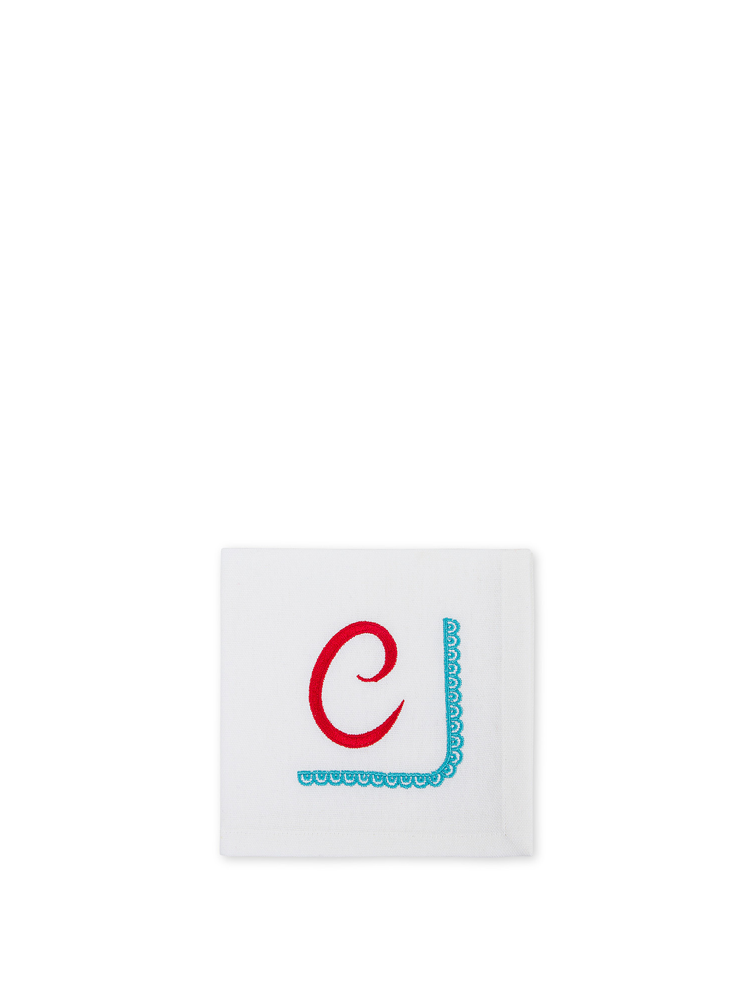 Pure cotton napkin with letter C embroidery, White, large image number 0