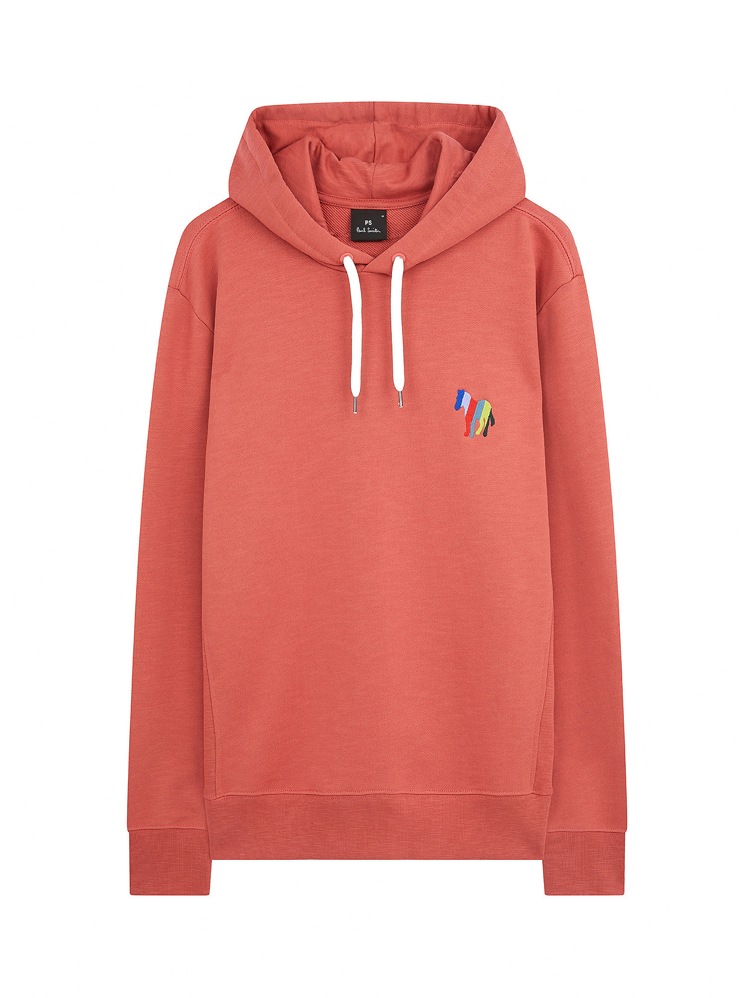 Men's hooded sweatshirt with zebra logo embroidery, Coral Red, large image number 0
