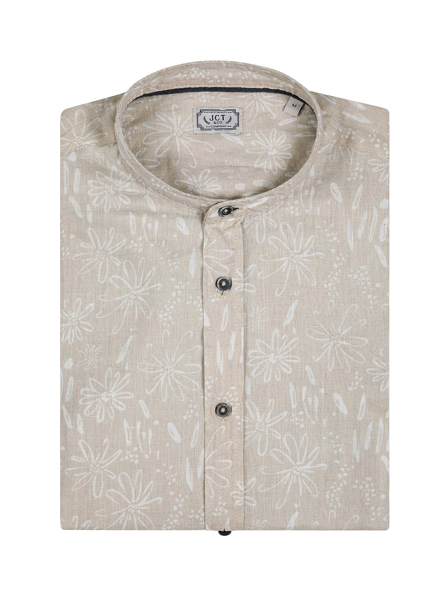Camicia puro lino colletto coreana, Beige, large image number 2