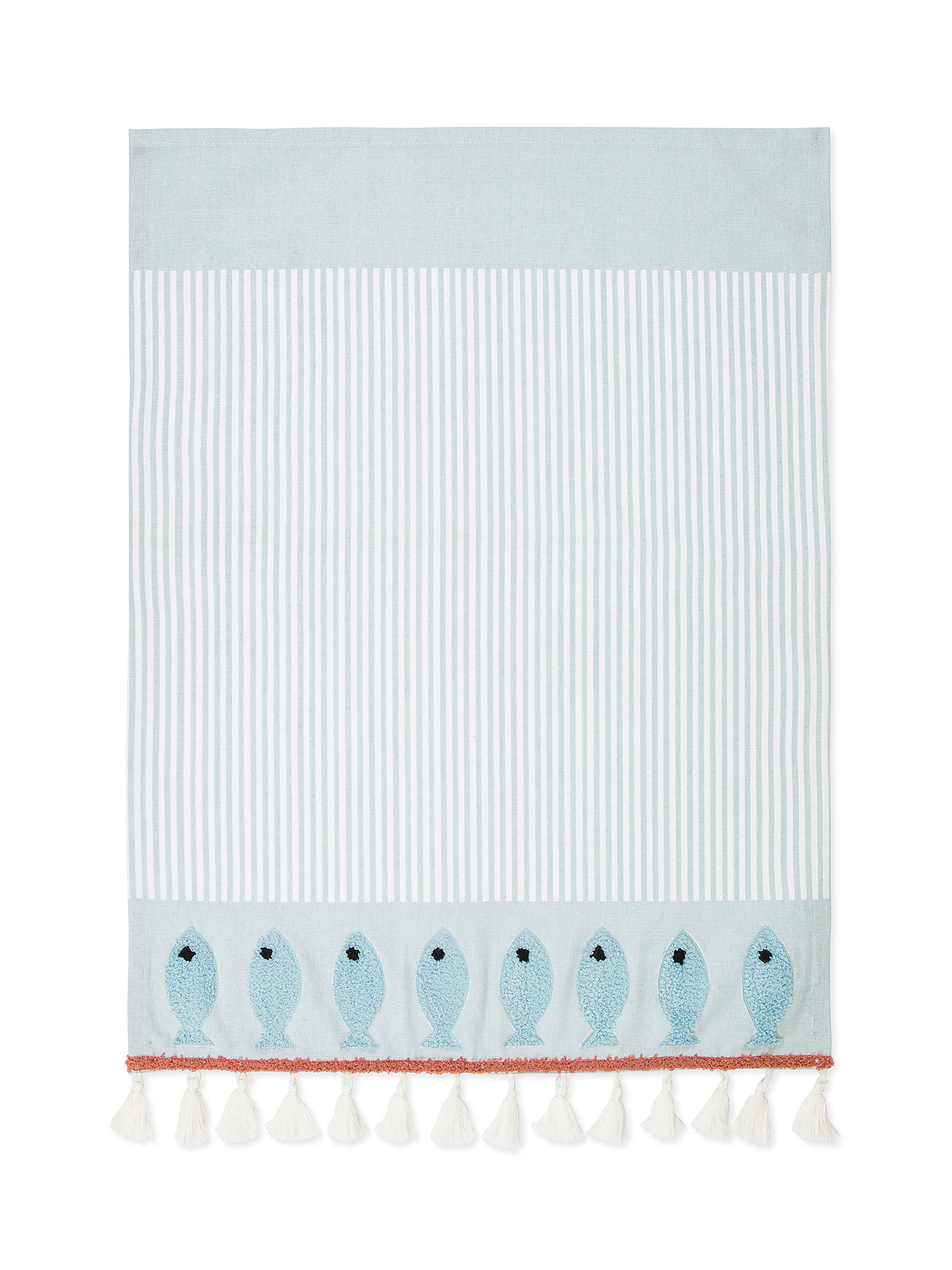 100% cotton tea towel with fish embroidery, Light Blue, large image number 1