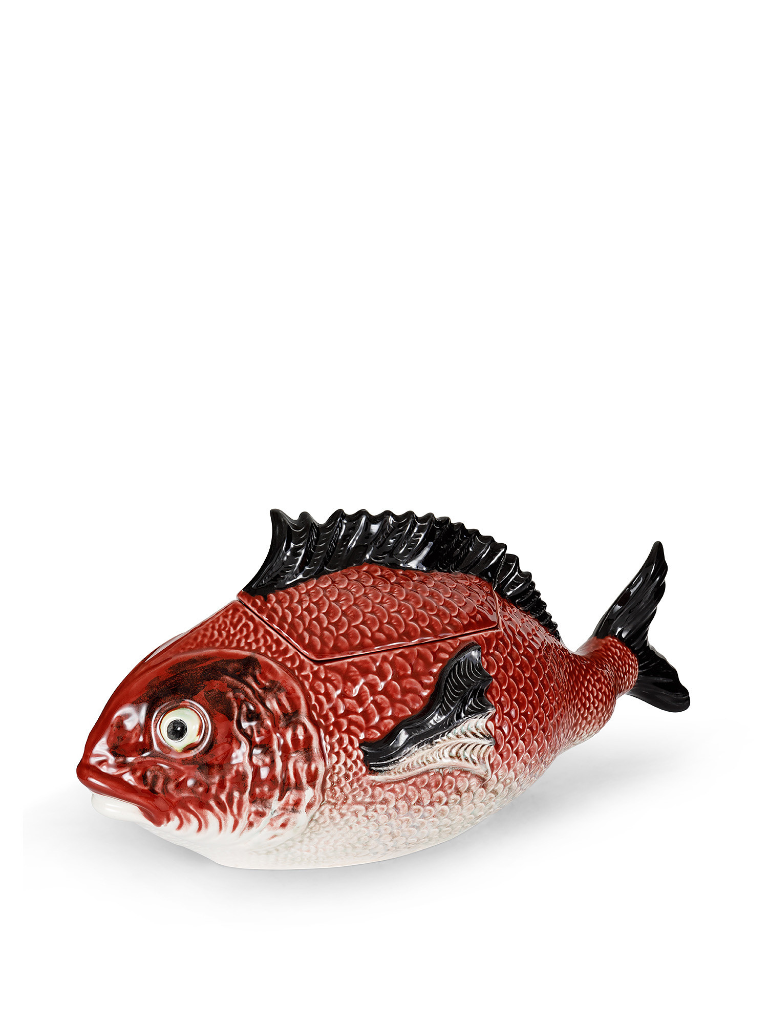 Zuppiera ceramica a pesce, Rosso, large image number 0