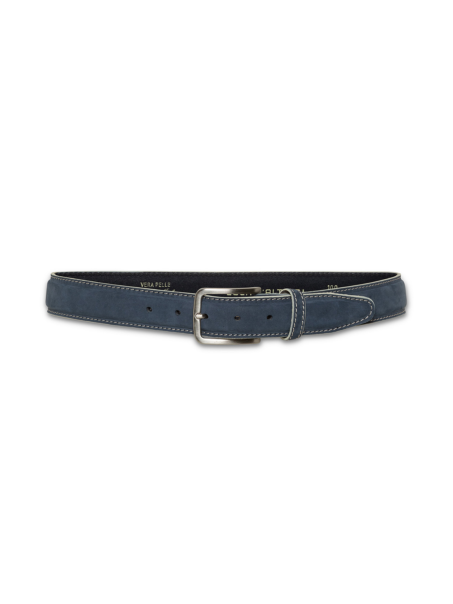 Solid color nubuck leather belt, Blue, large image number 1