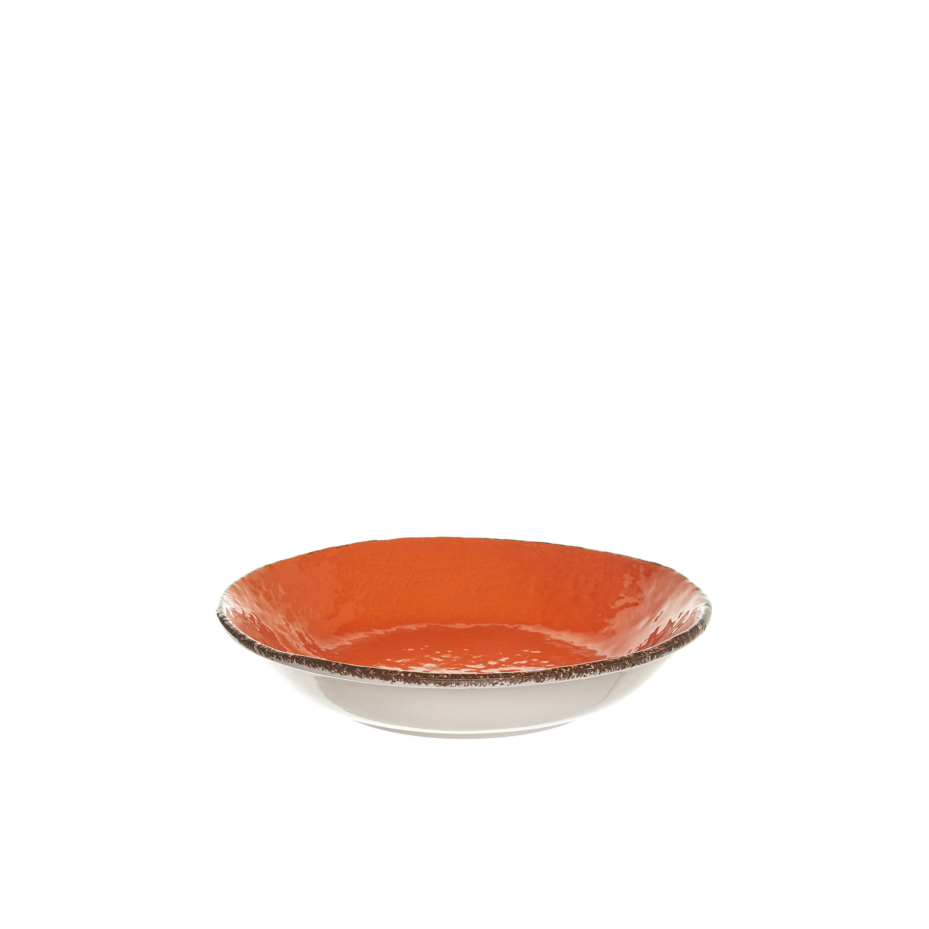 Piatto fondo ceramica artigianale Preta, Arancione, large image number 0
