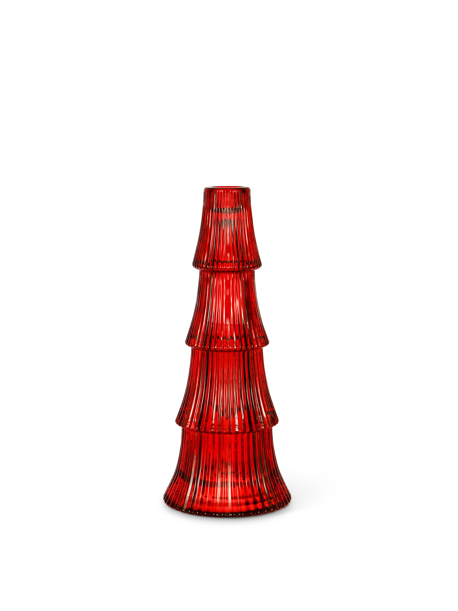 Glass candle holder, Red, large image number 0