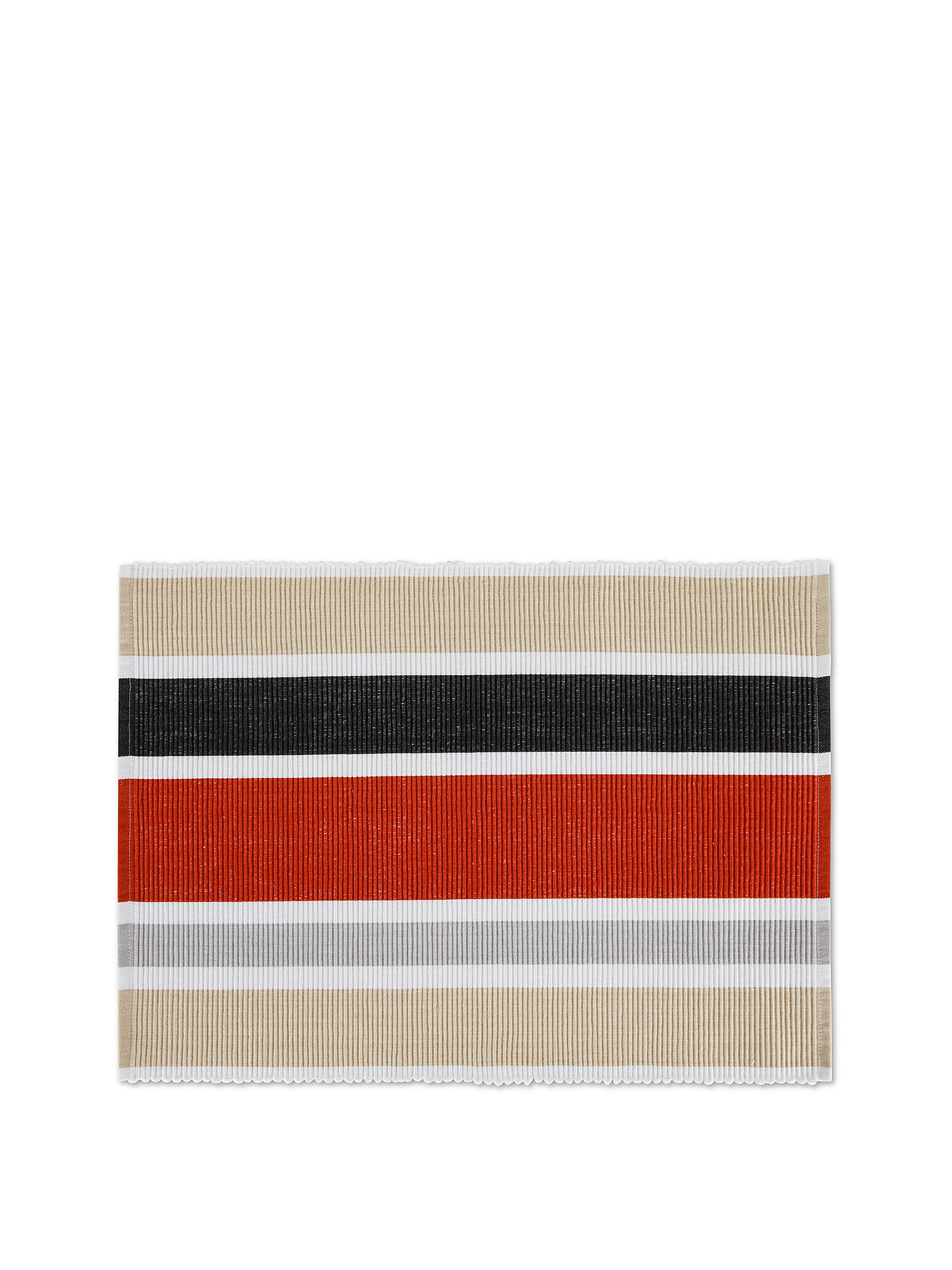 Striped yarn-dyed cotton placemat, Beige, large image number 0