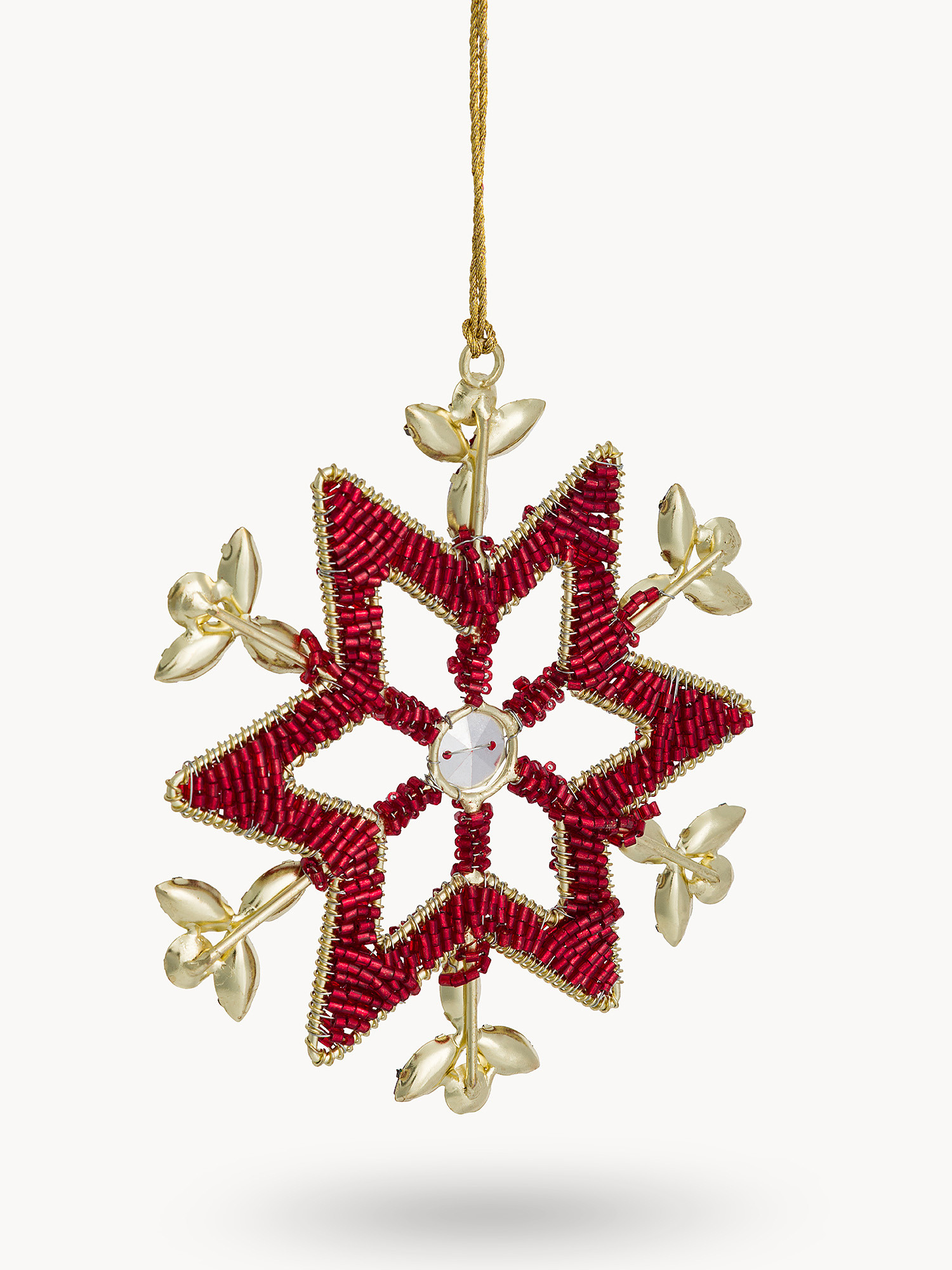 Decorazione per albero a forma di fiocco di neve in feltro, Rosso, large image number 1