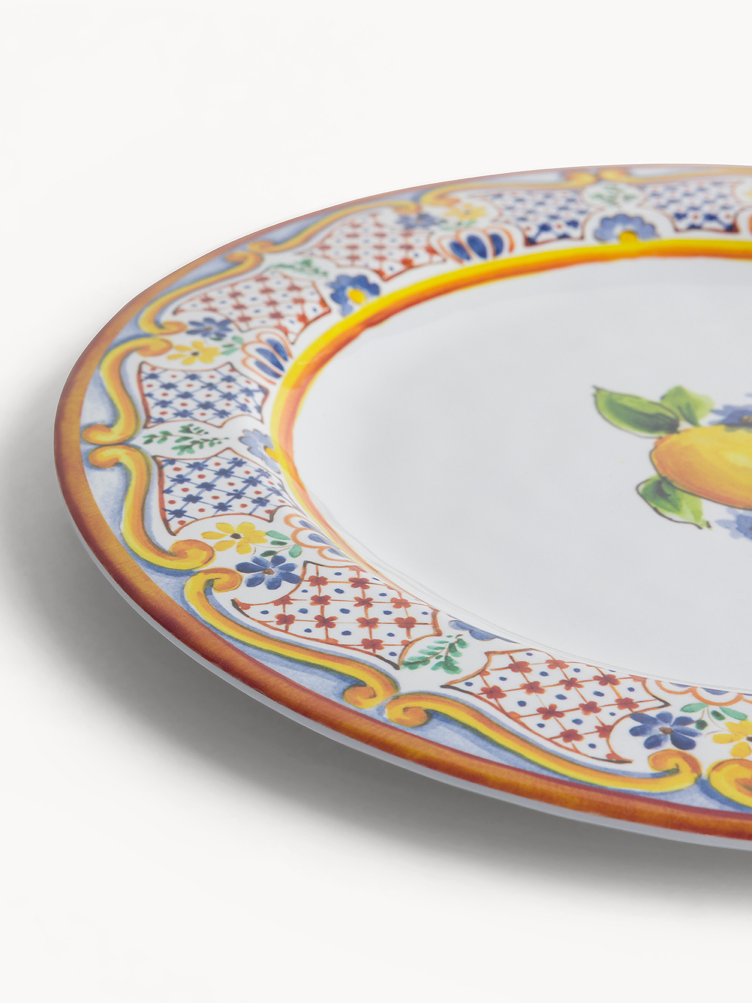 Lemon-decorated melamine flat plate, Multicolor, large image number 1