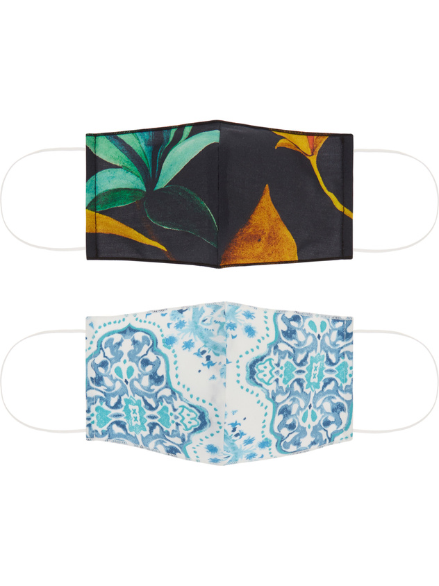 Set of 2 washable masks with patterned fabric