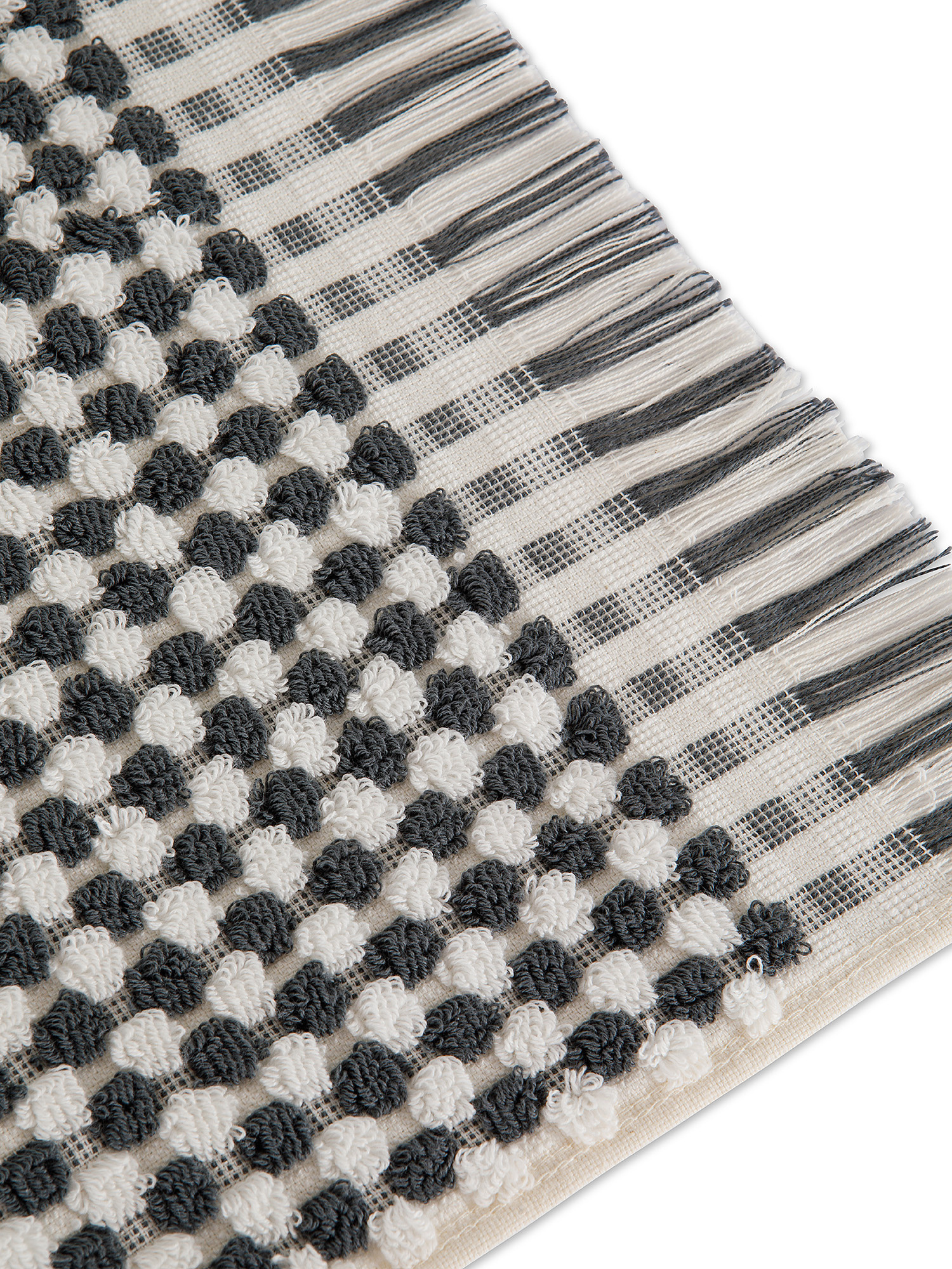 Thermae check weave towel in 100% cotton terry, White Black, large image number 1