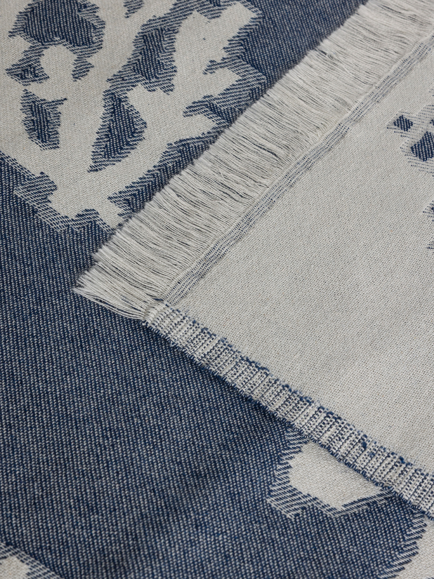 Plaid in cotone riciclato motivo coralli, Blu, large image number 1