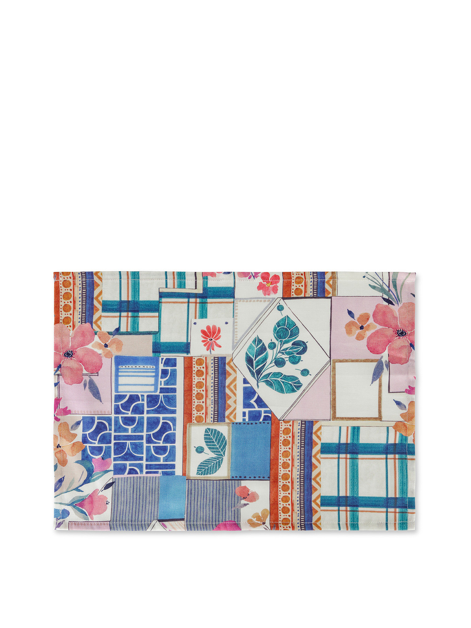 Tovaglietta puro cotone stampa patchwork, Multicolor, large image number 0