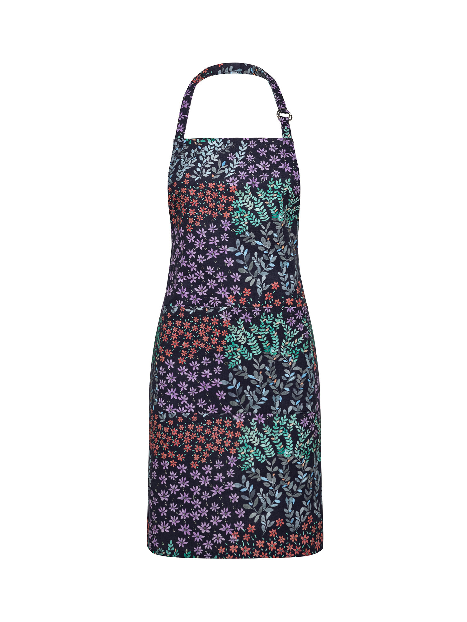 Grembiule da cucina puro cotone stampa digitale a fiori, Blu, large image number 0