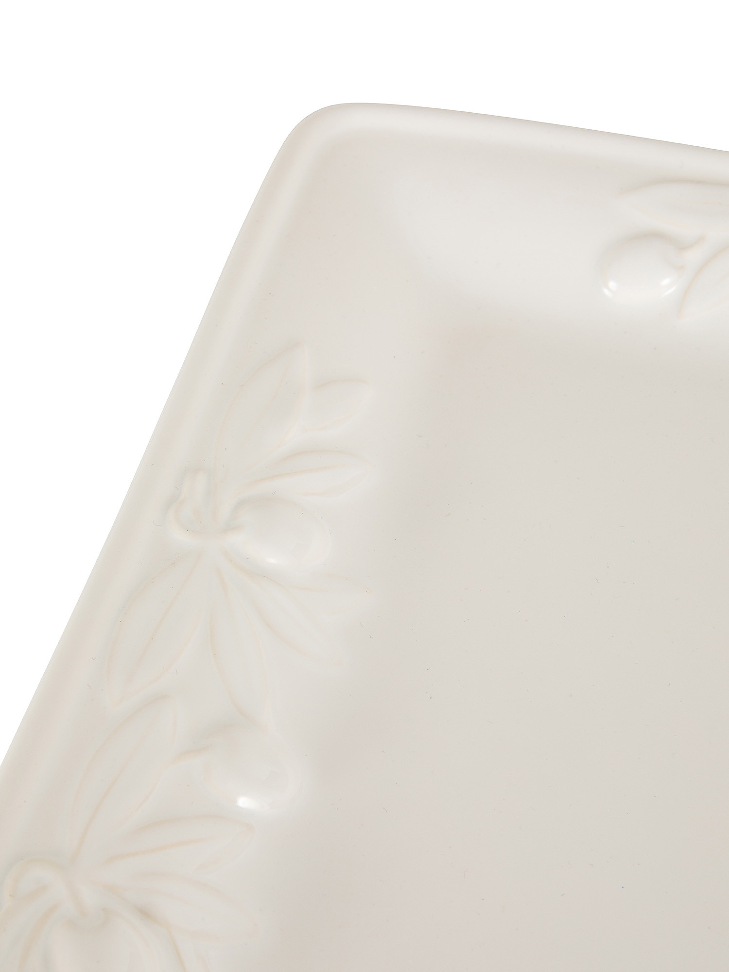 Ceramic serving plate with olive detail, White, large image number 1