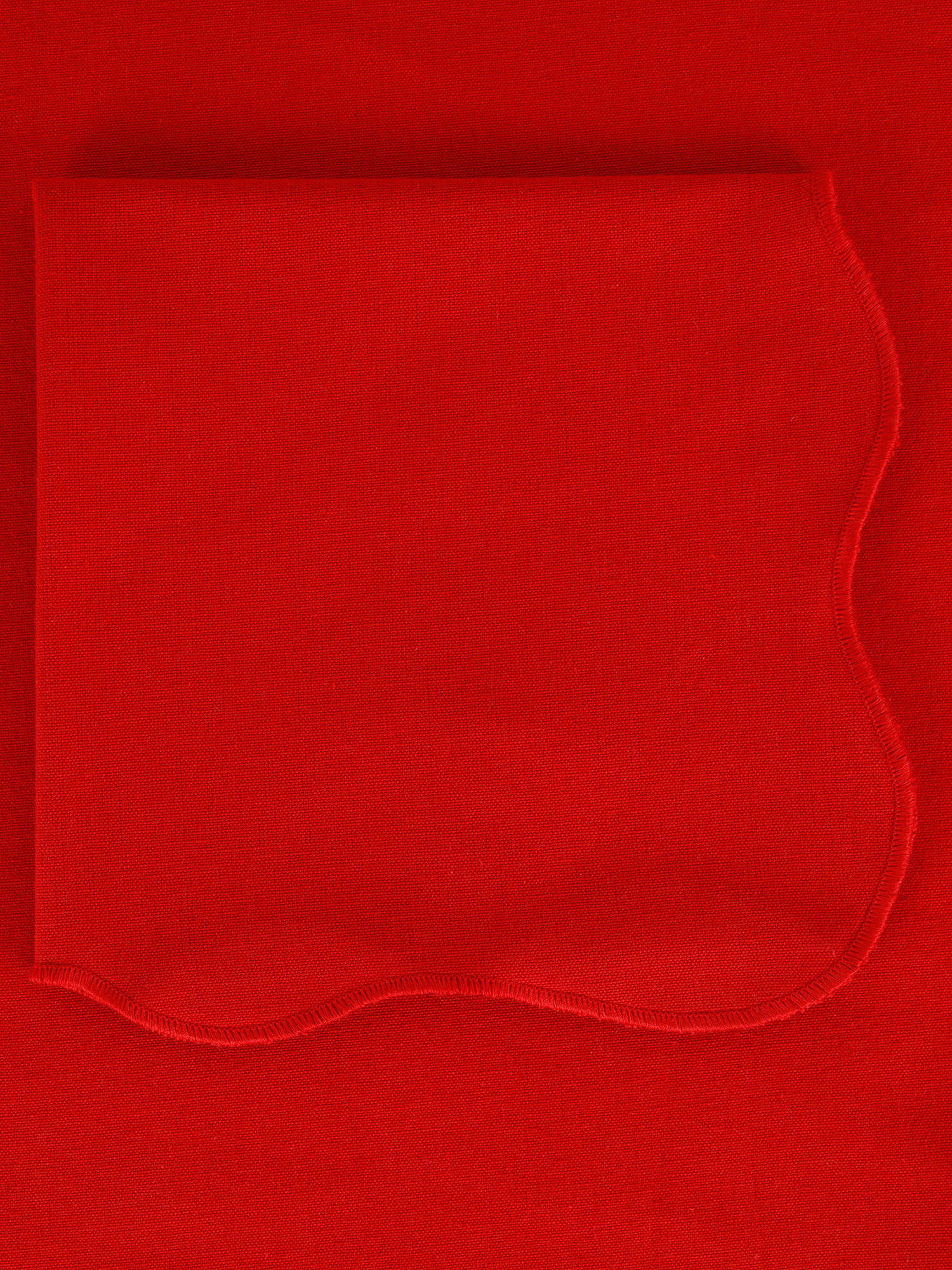 Set tovaglia rotonda e tovaglioli puro cotone tinta unita, Rosso, large image number 1