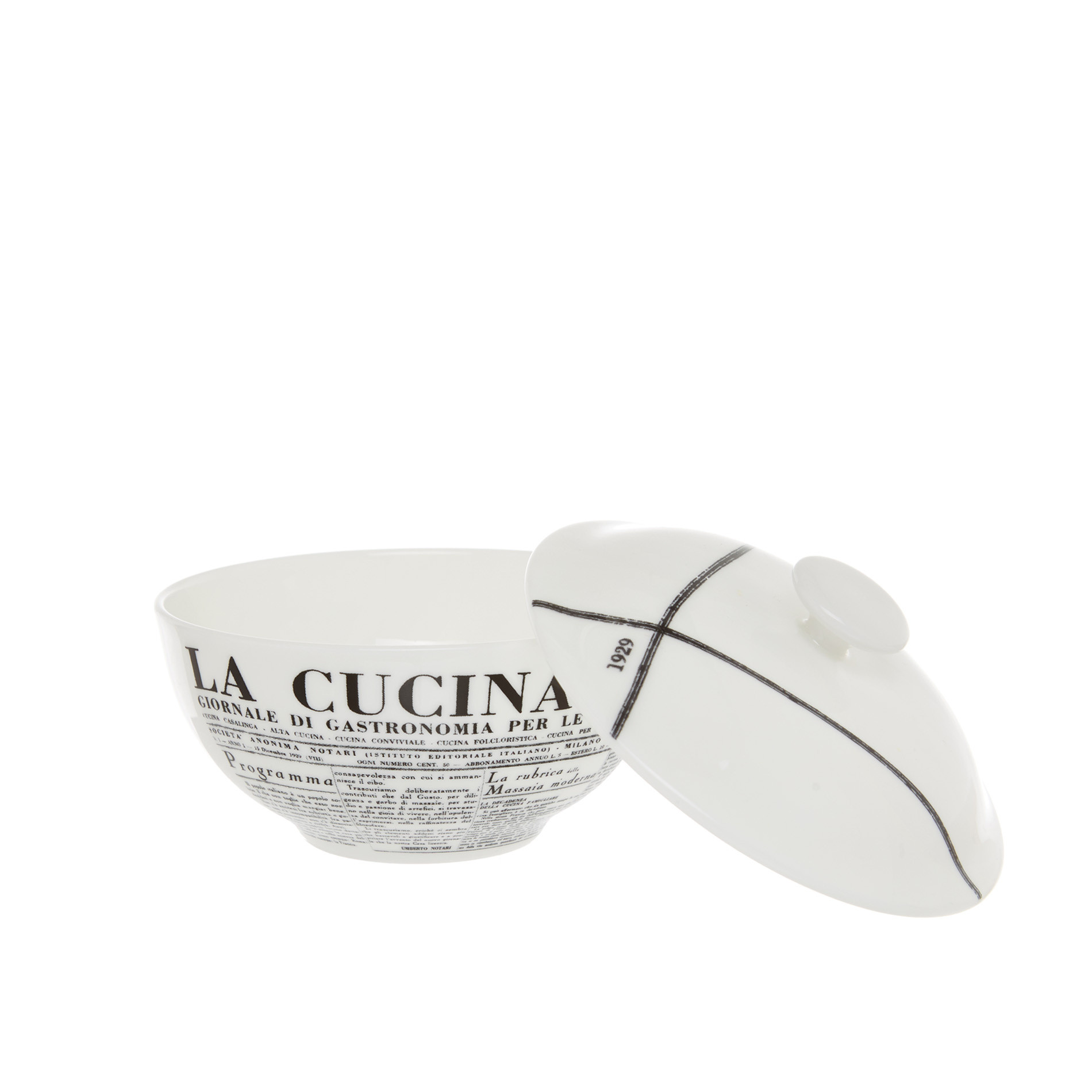 Fine bone china sugar bowl with geometric La Cucina Italiana decoration, White, large image number 1
