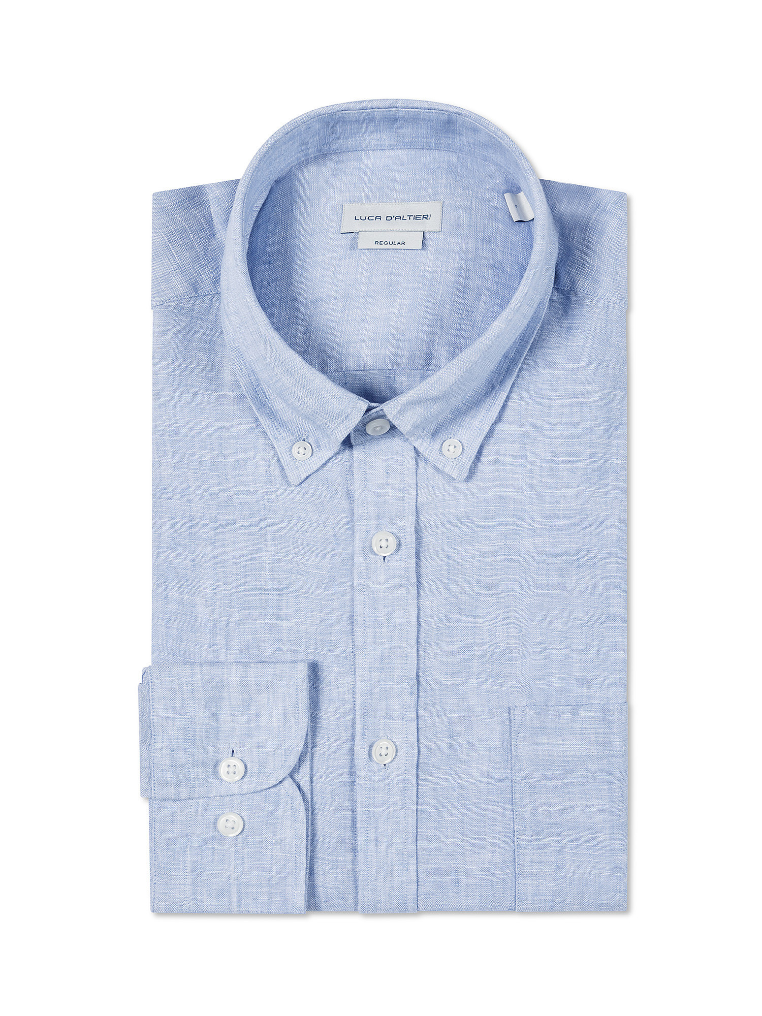 Luca D'Altieri - Regular fit shirt in pure linen, Light Blue, large image number 2