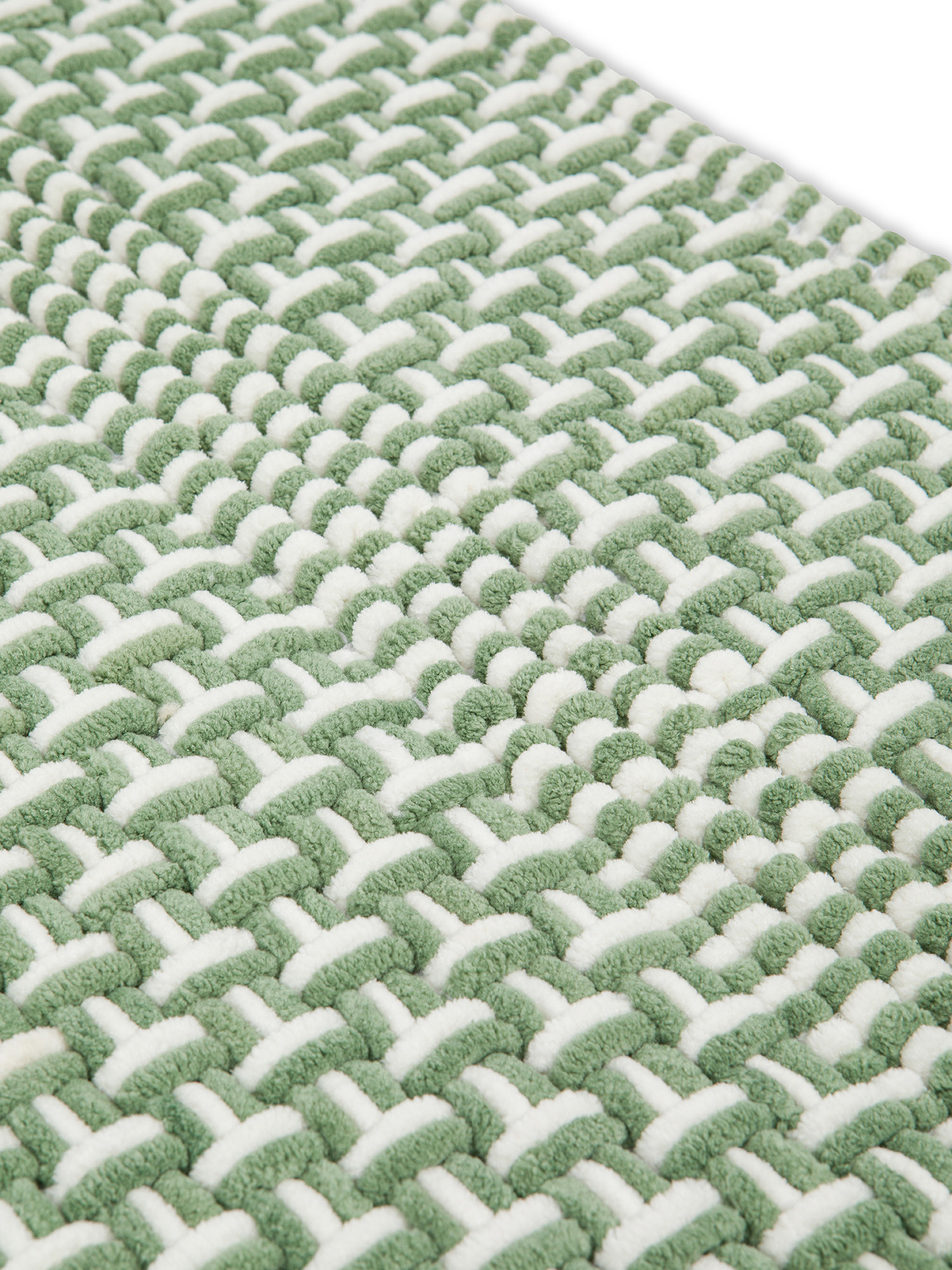 Woven-effect chenille bathroom rug, Green, large image number 1