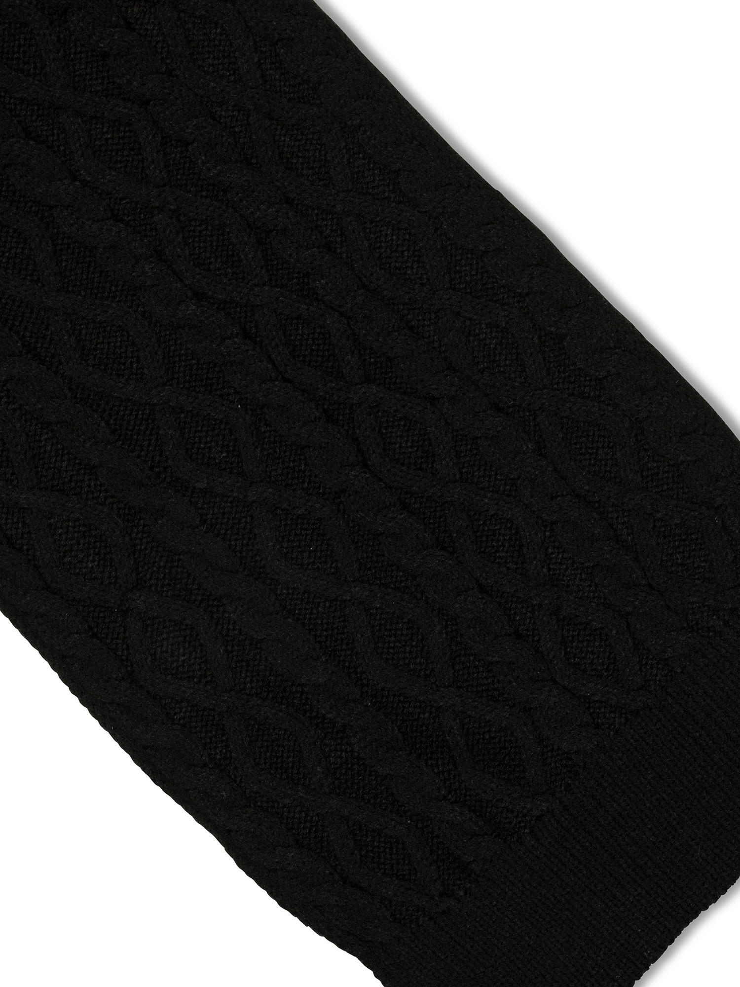 Luca D'Altieri - Scarf with knitted motif, Black, large image number 1