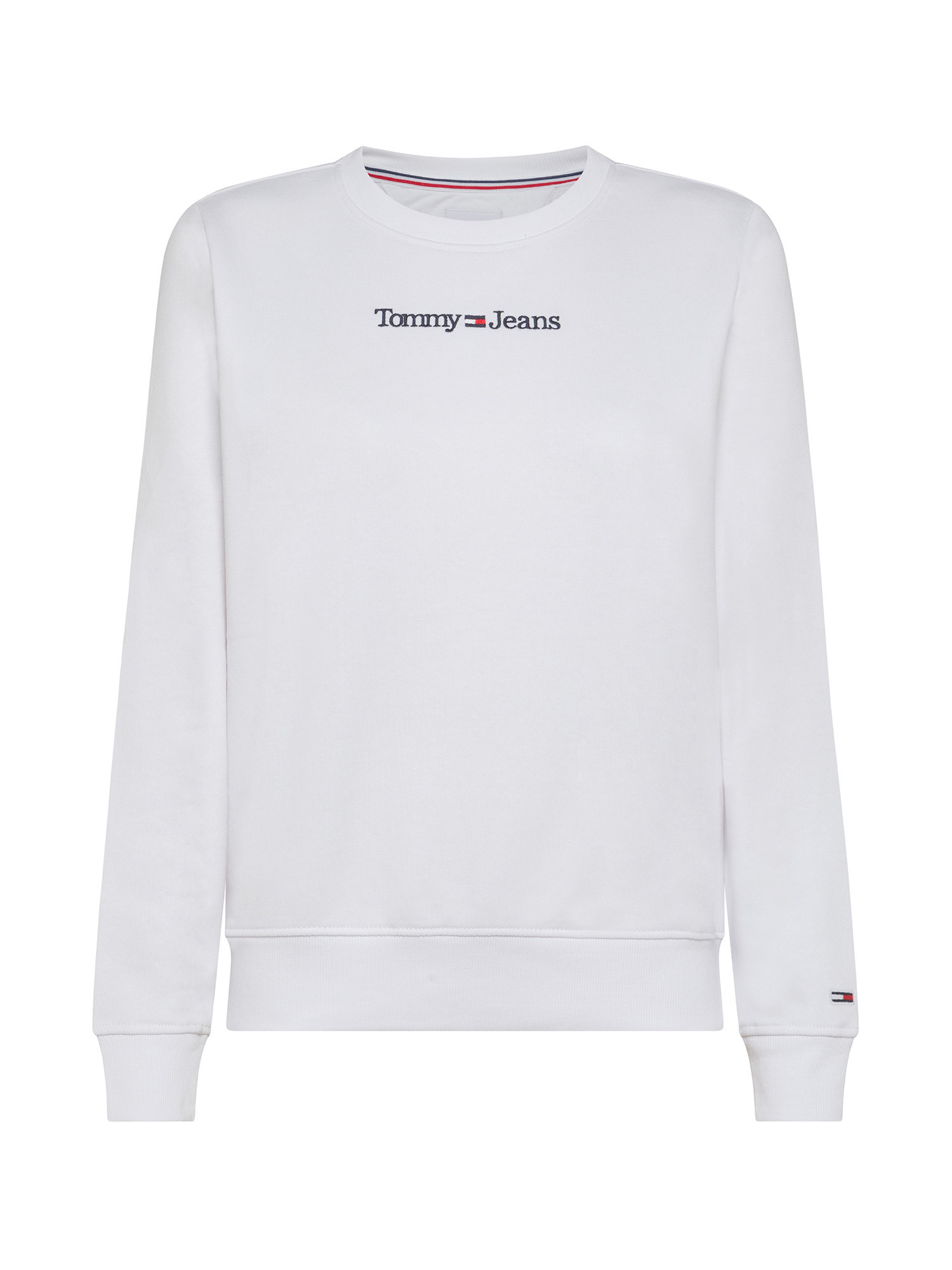 Tommy Jeans - Felpa girocollo in cotone con logo, Bianco, large image number 0