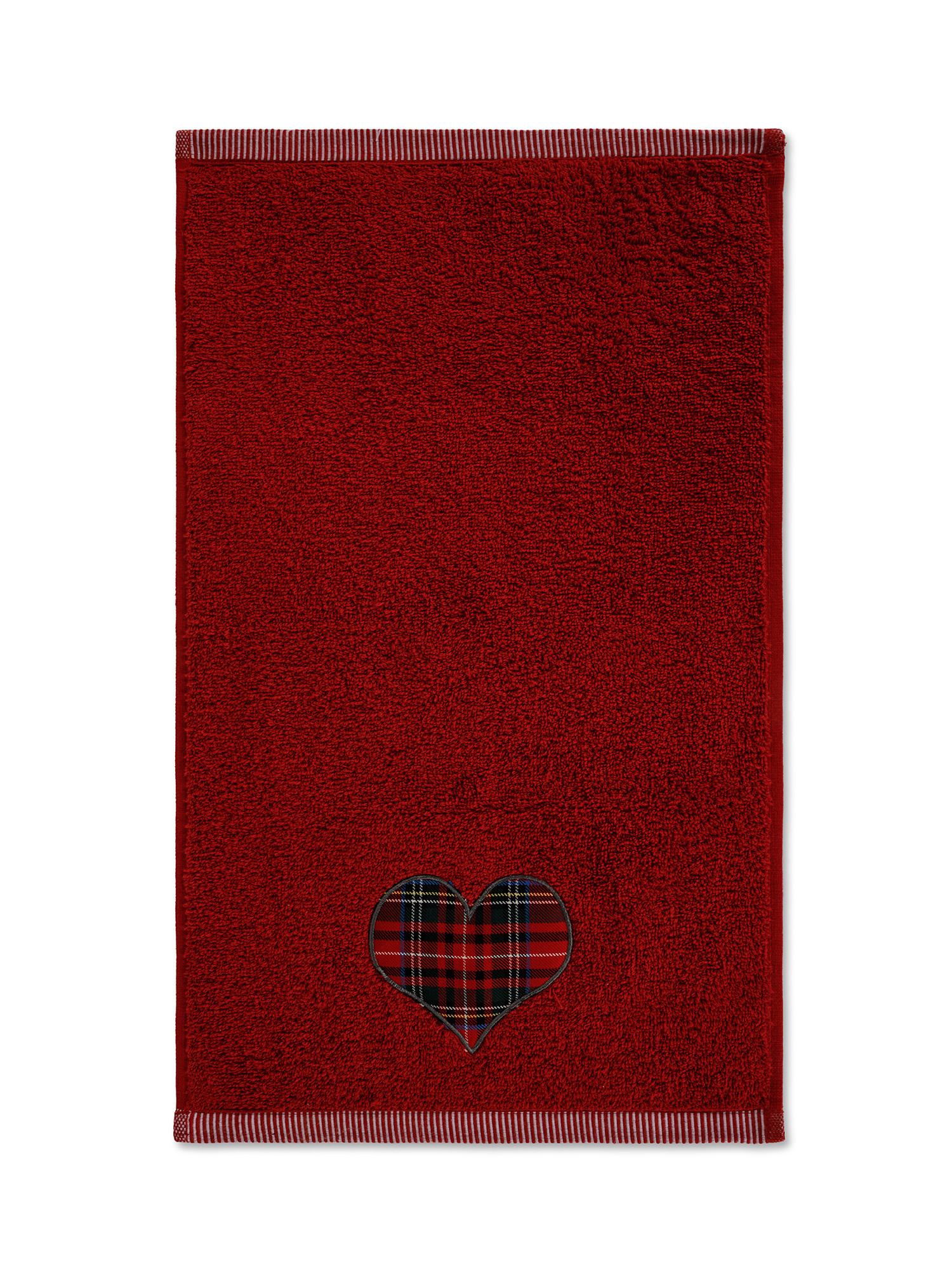 Set 2 asciugamani ricamo cuori, Rosso, large image number 2
