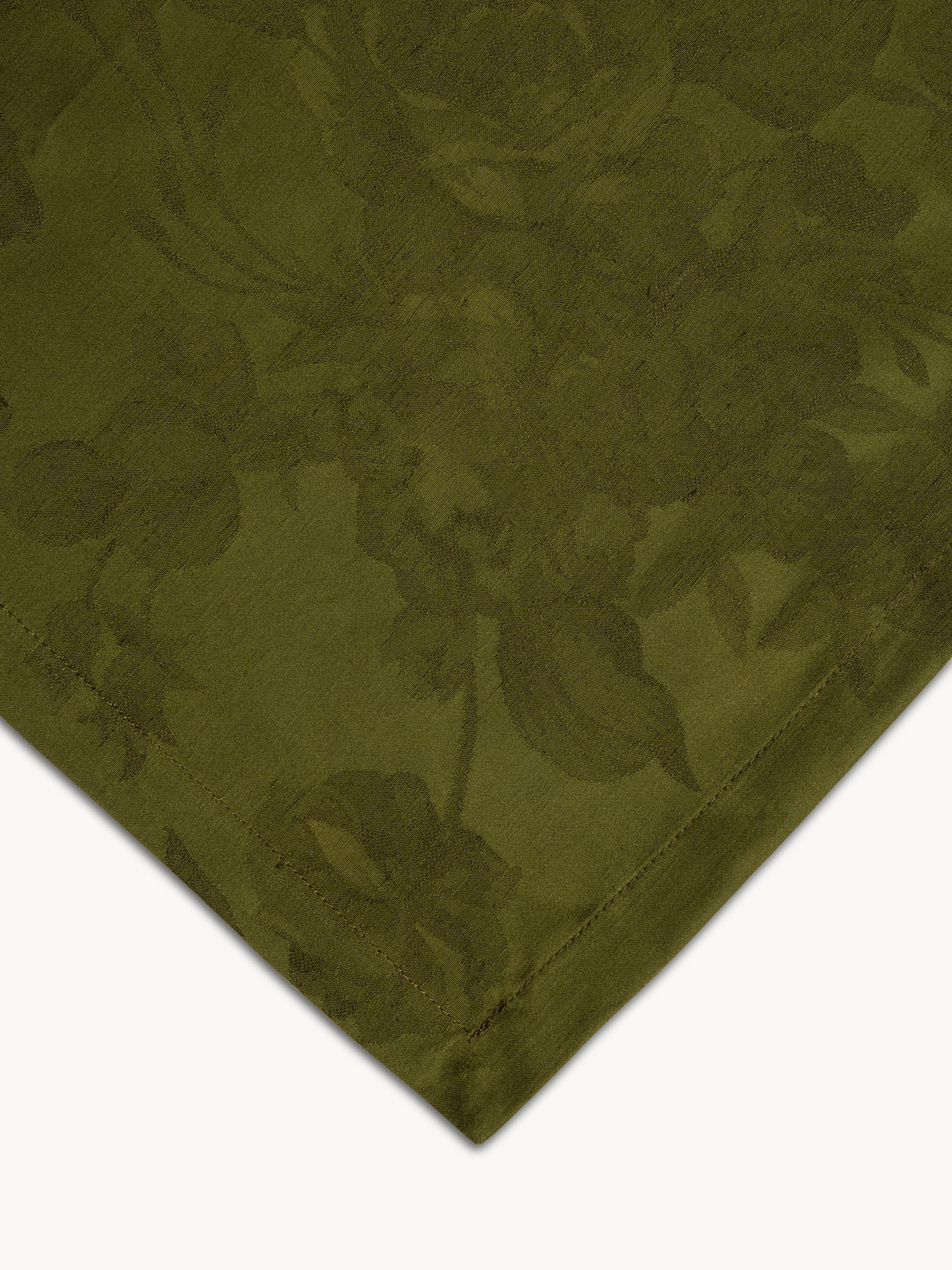 Centrotavola in cotone e lino jacquard motivo floreale, Verde, large image number 1