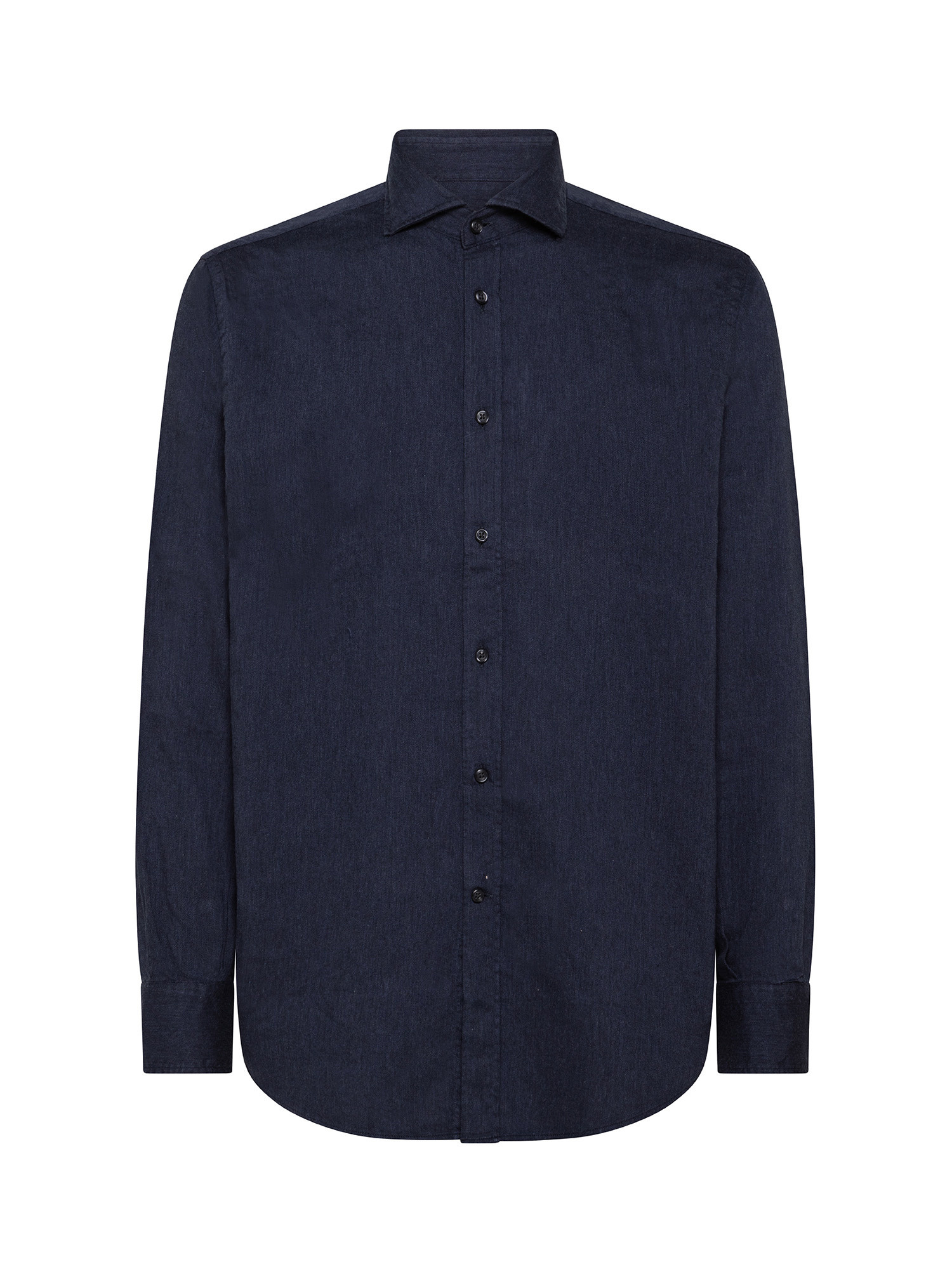Camicia regular fit in morbida flanella di cotone organico, Blu scuro, large image number 0