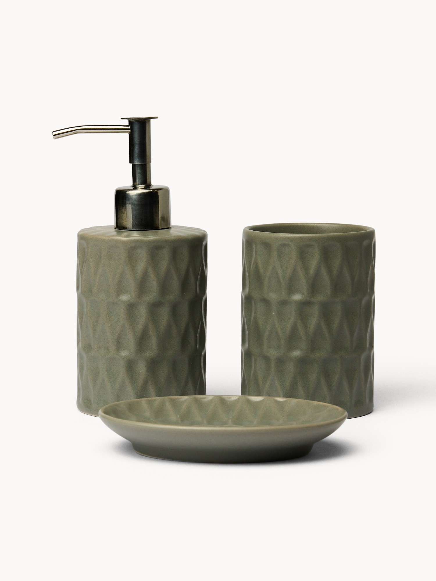 Set 3 accessori bagno in ceramica - Prezzo di lancio, Grigio, large image number 0