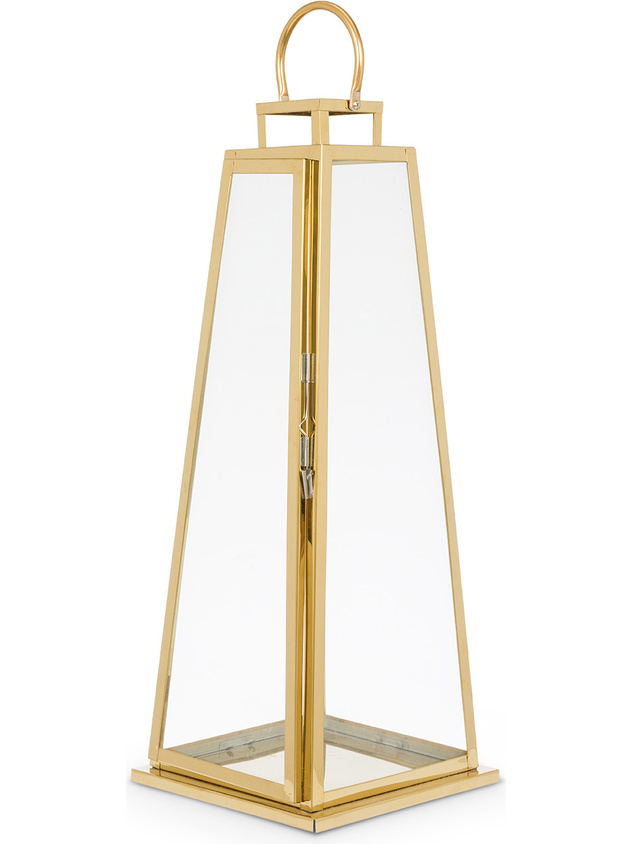 Glass lantern with golden profiles